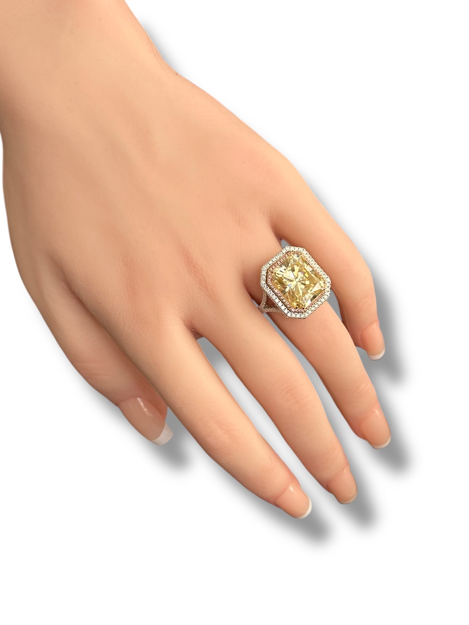 12ct Fancy Yellow Radiant Cut Moissanite Ring image 5