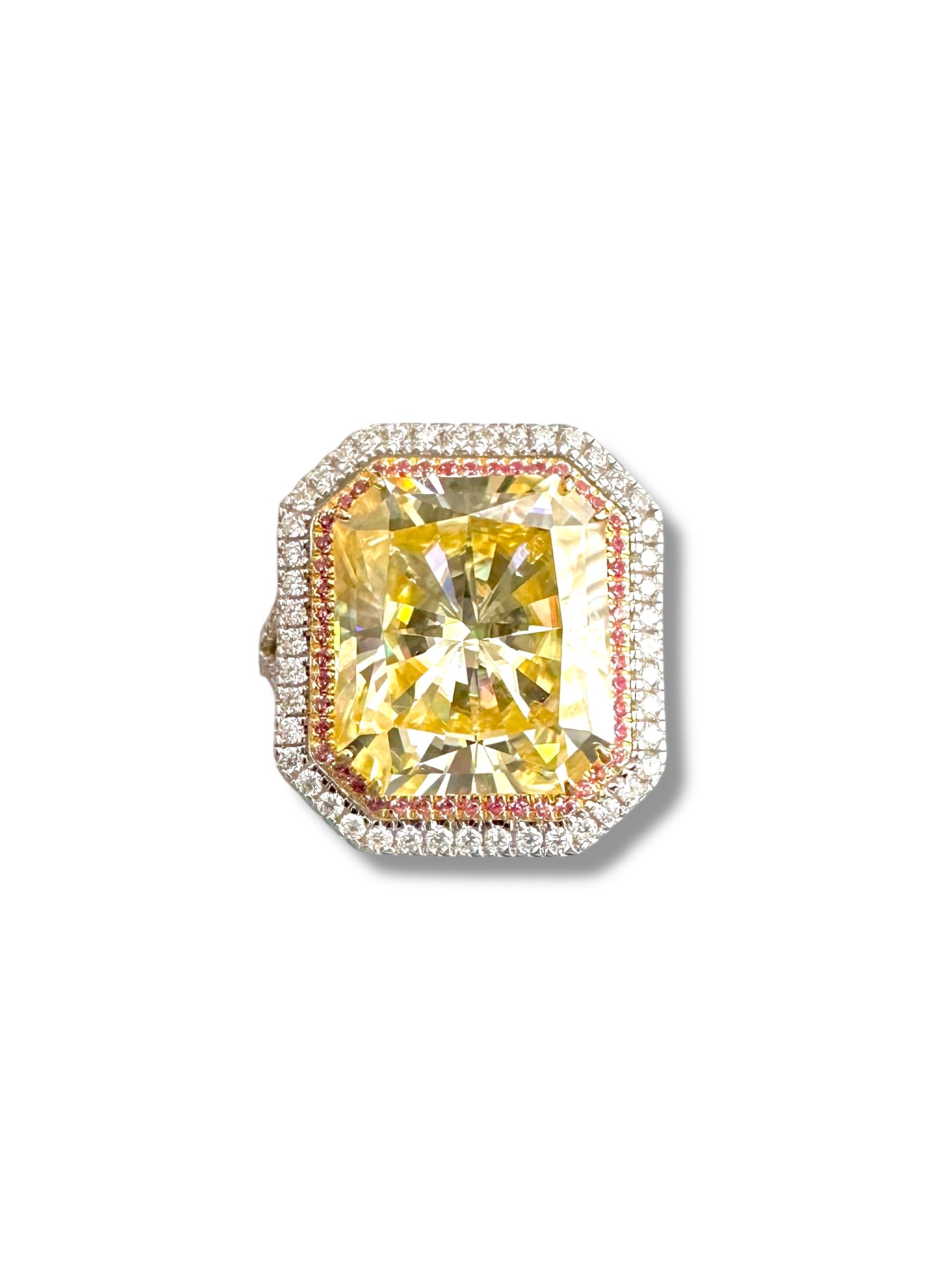 12ct Fancy Yellow Radiant Cut Moissanite Ring image 1