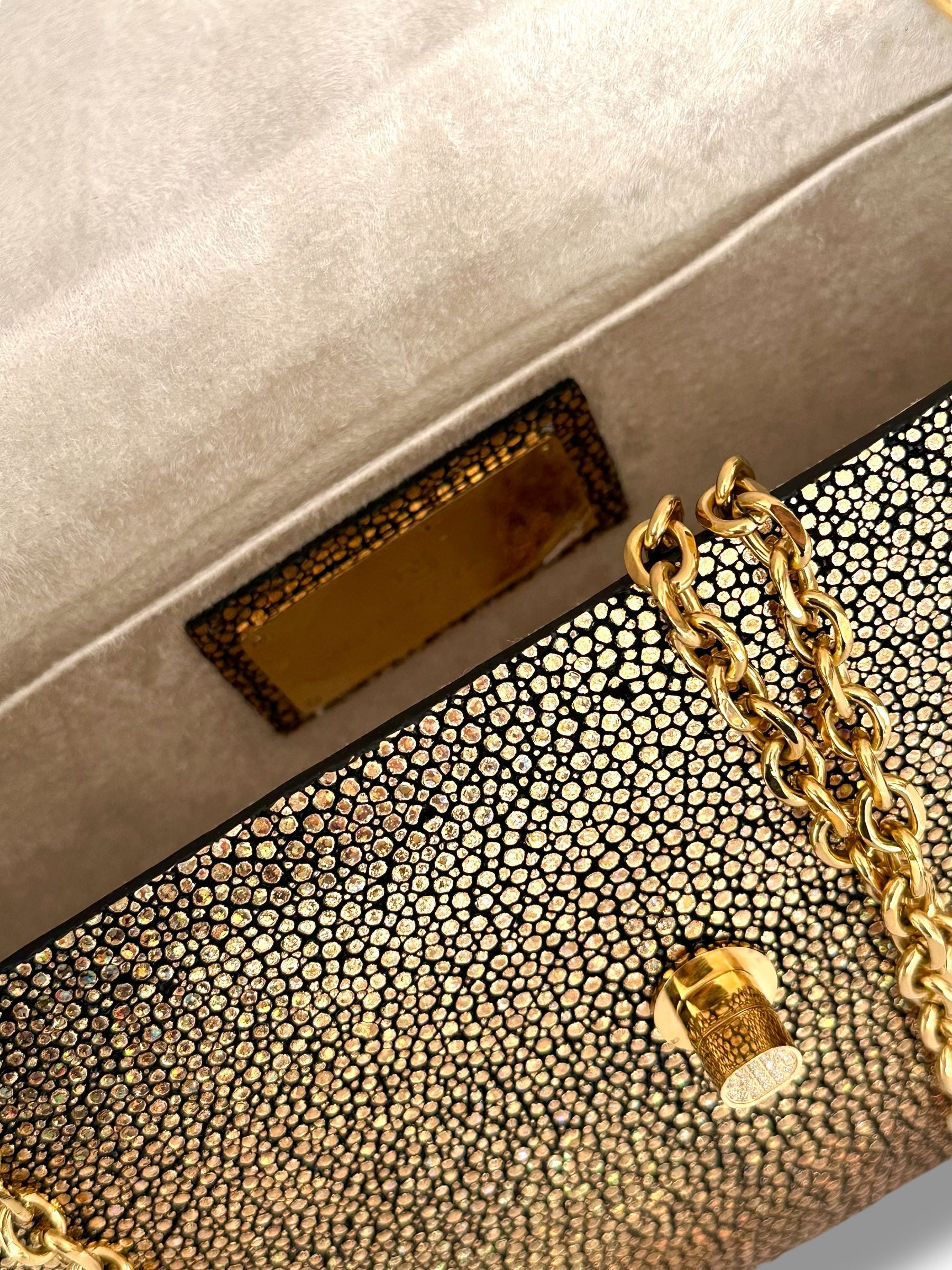 Rich Gold Jeweled Galuchat - Anka Top Handle image 4