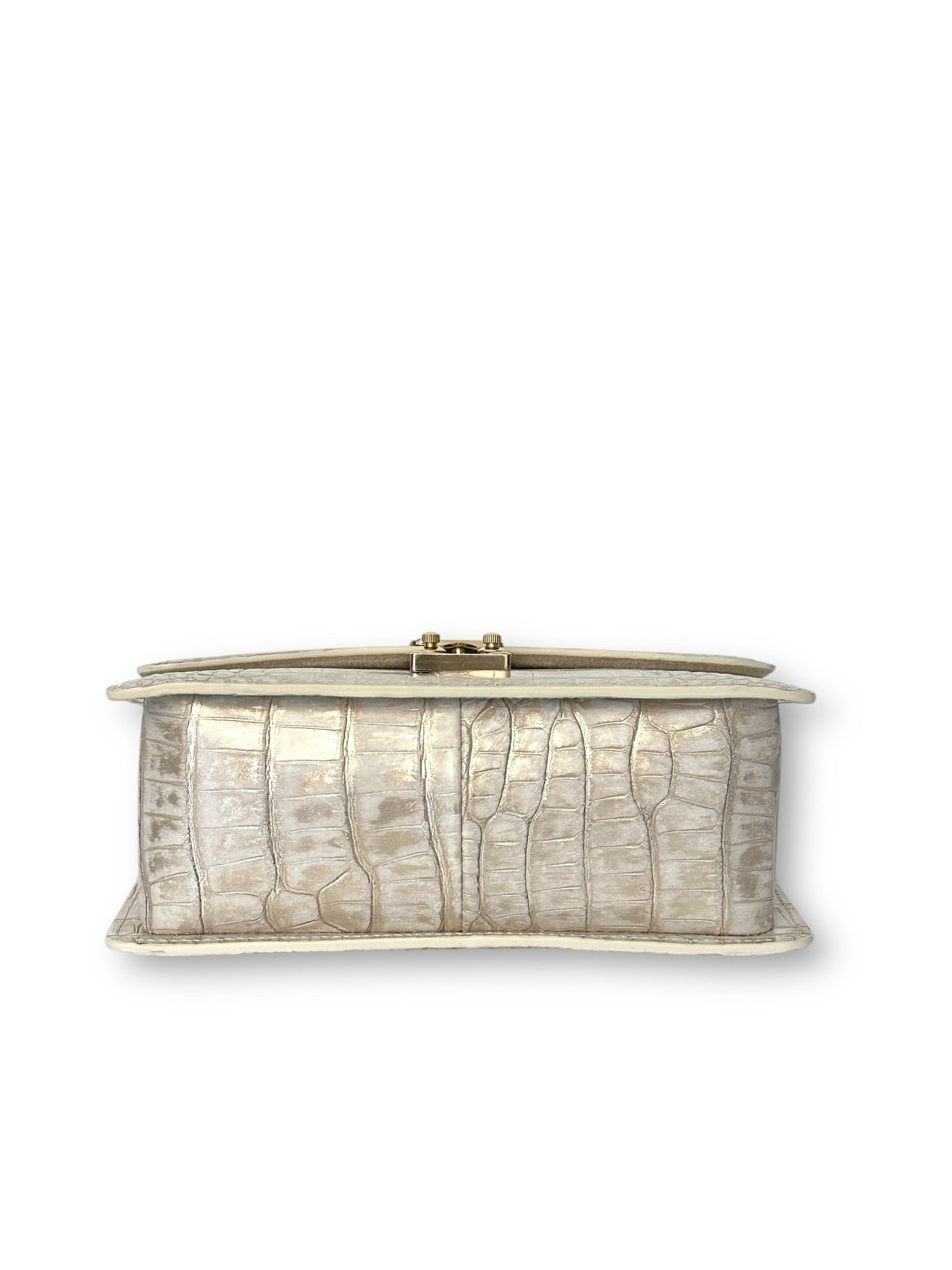 Cream w/ Metallic Gold Alligator - Anka Top Handle image 3