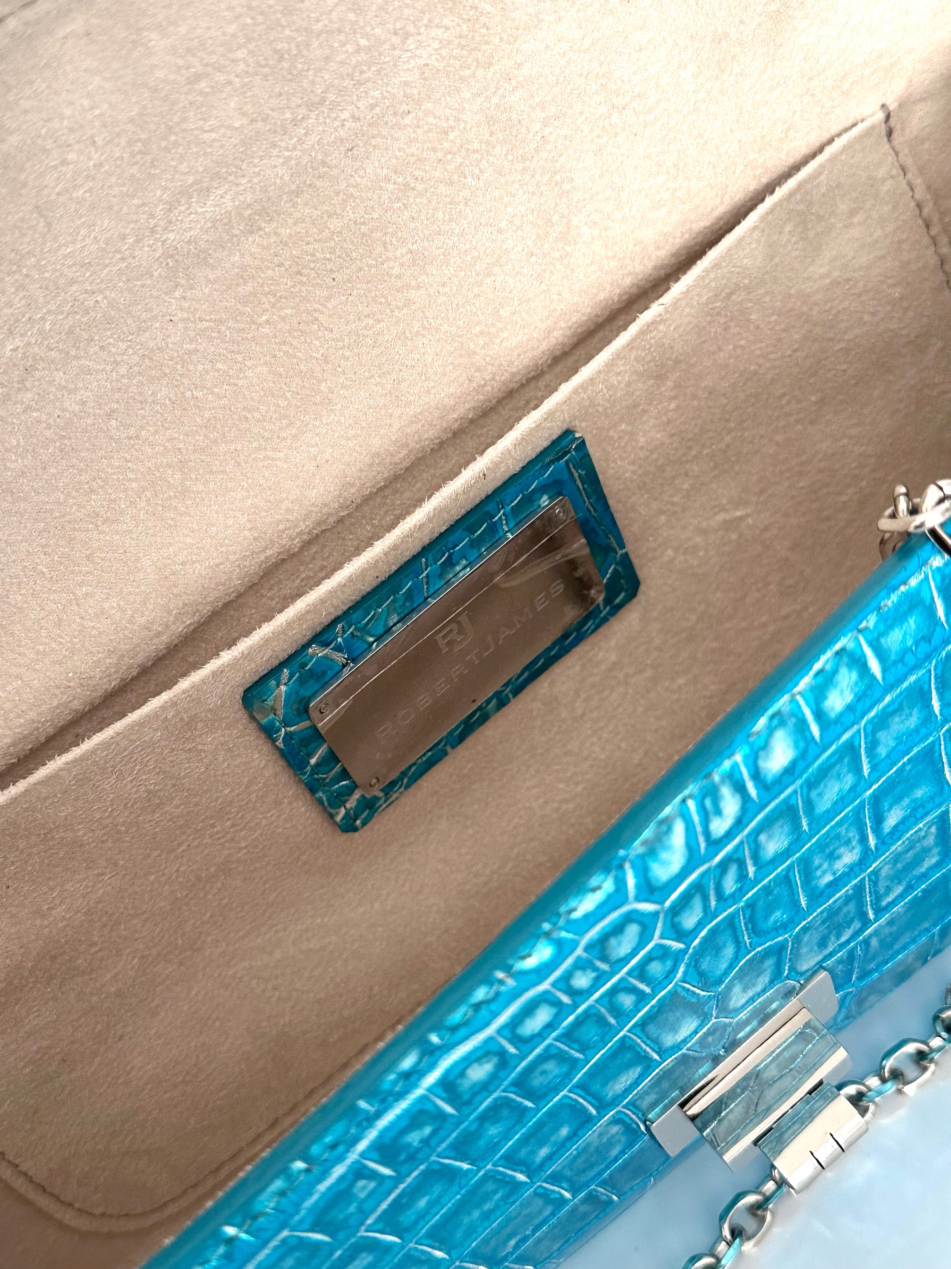 Metallic Ocean with Silver Alligator - Minnie Pochette