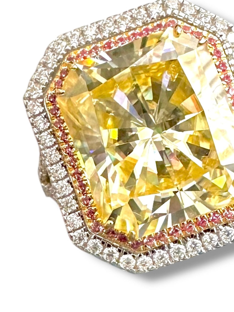 12ct Fancy Yellow Radiant Cut Moissanite Ring image 0
