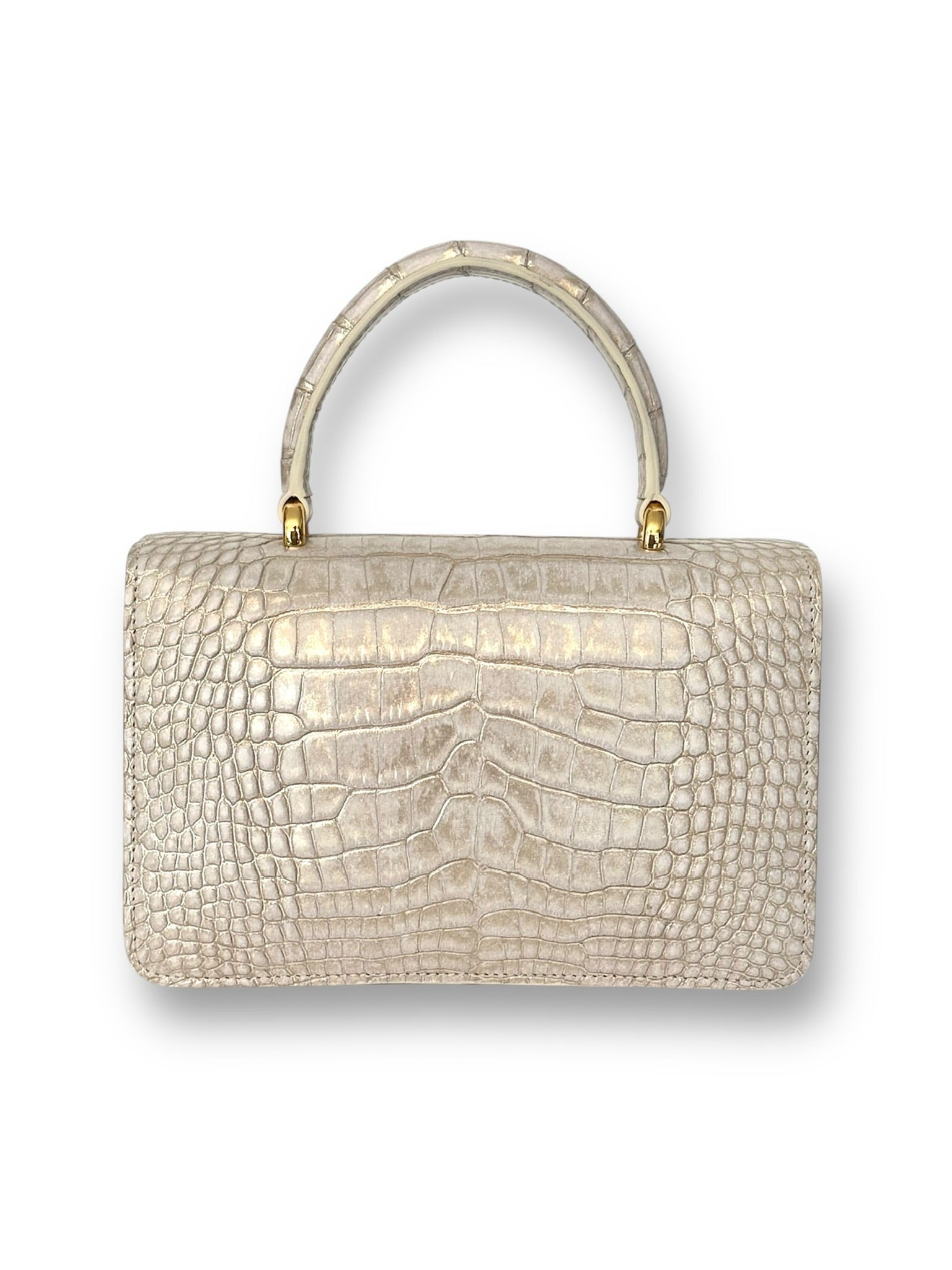 Cream w/ Metallic Gold Alligator - Anka Top Handle image 2