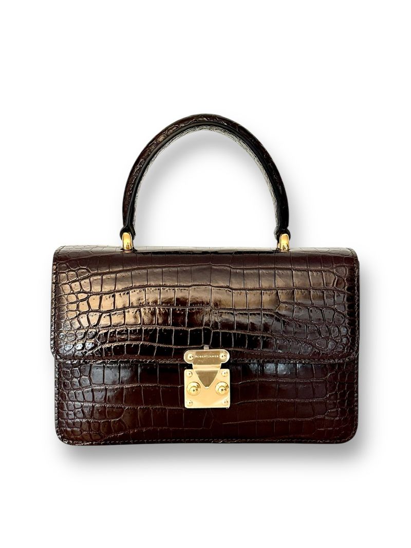 Deep Brown Niloticus Crocodile - Anka Top Handle image 0