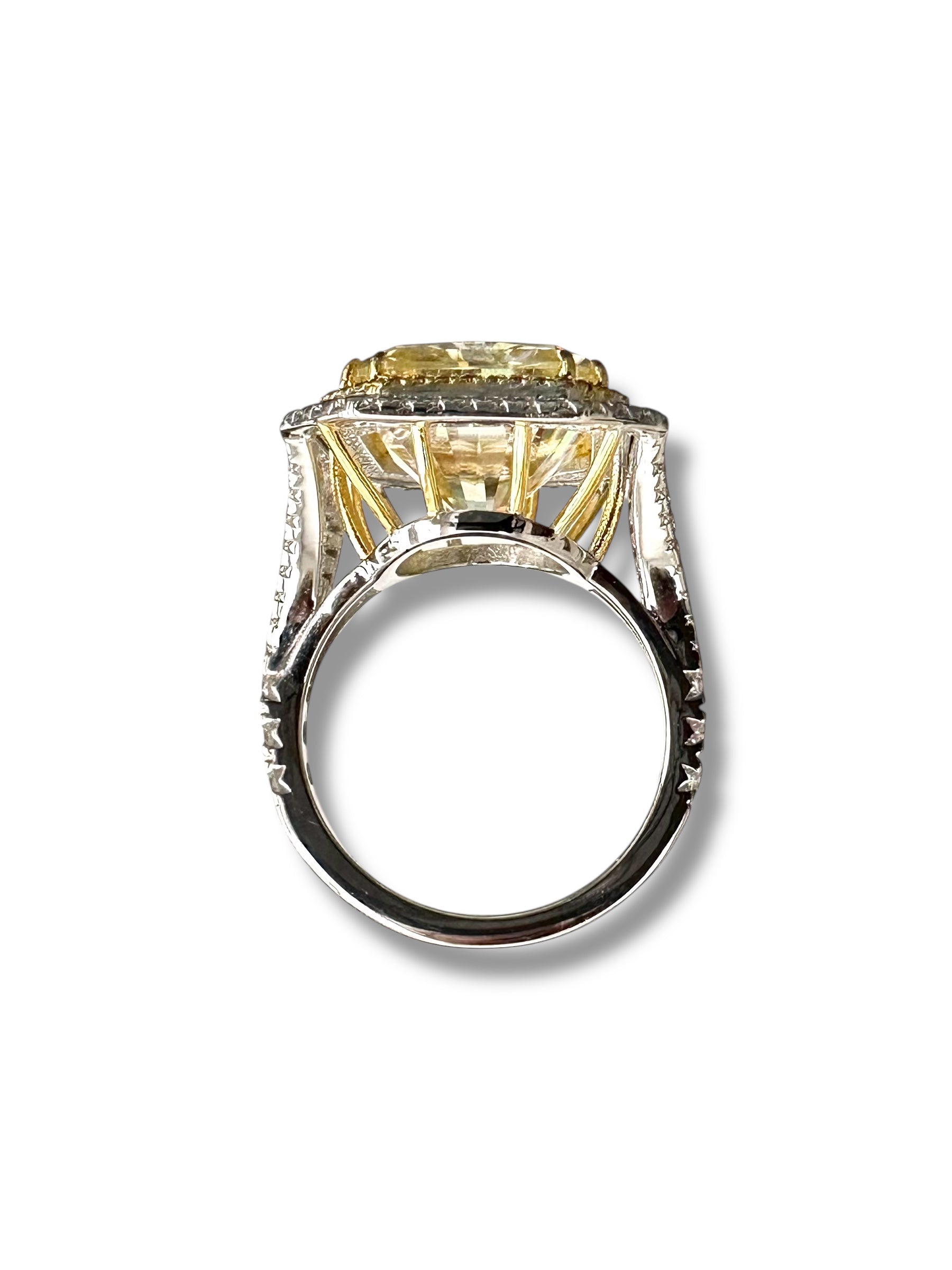 12ct Fancy Yellow Radiant Cut Moissanite Ring image 7
