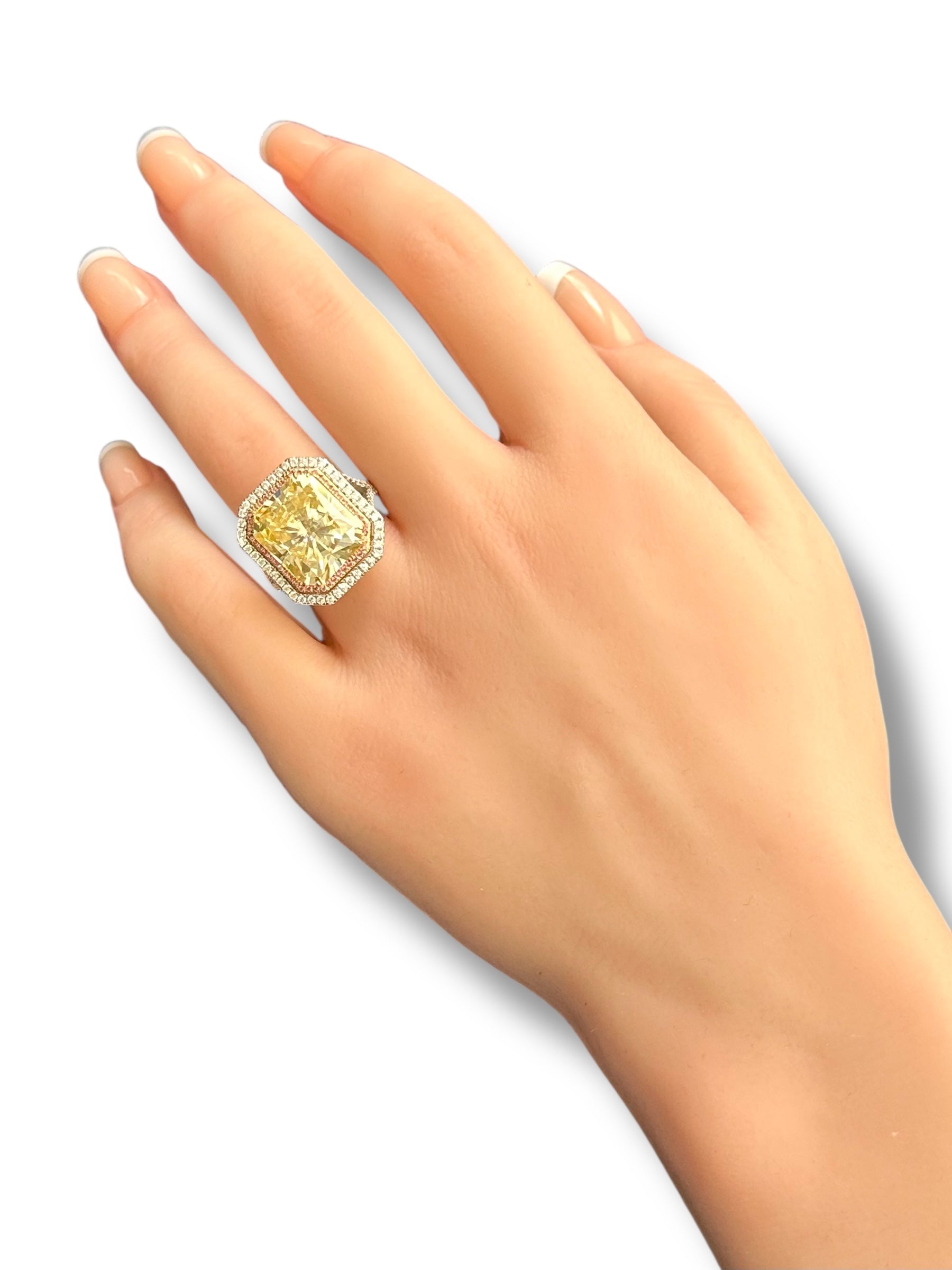 12ct Fancy Yellow Radiant Cut Moissanite Ring image 2
