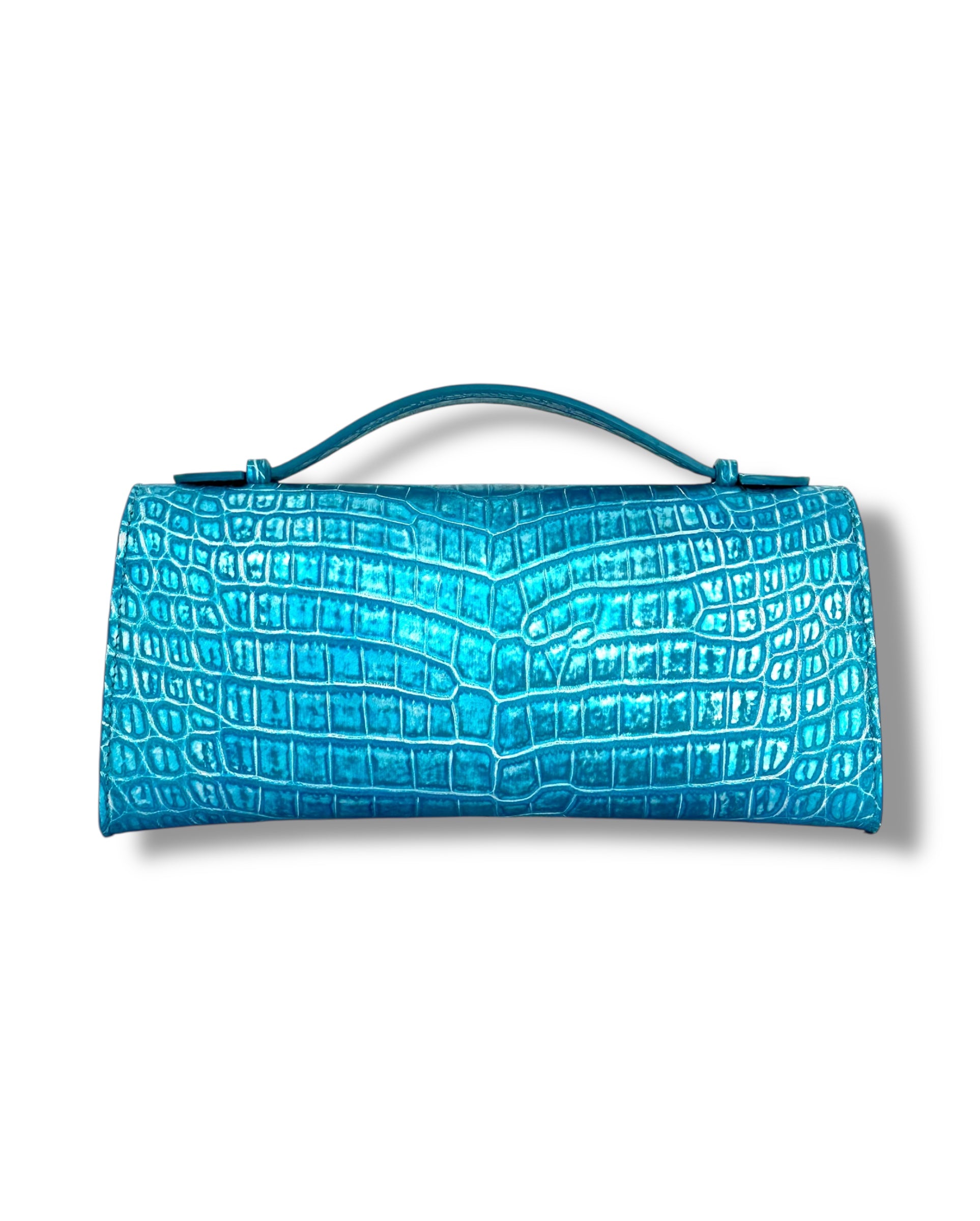 Metallic Ocean with Silver Alligator - Minnie Pochette