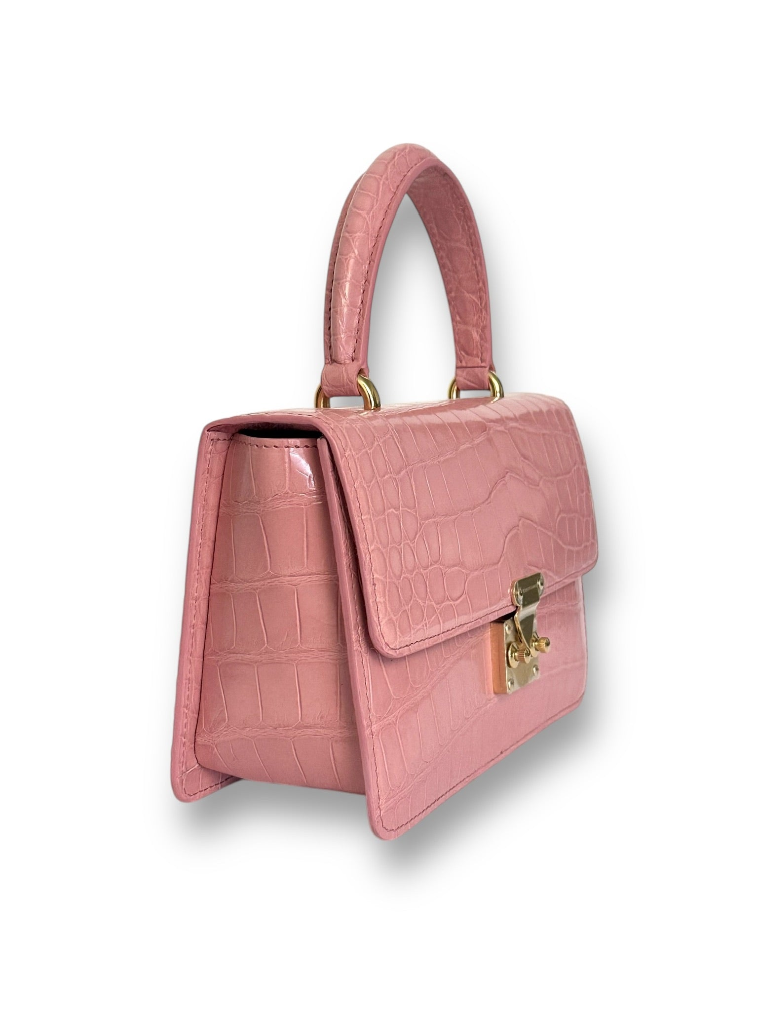 Pink Coral Alligator - Anka Top Handle image 1