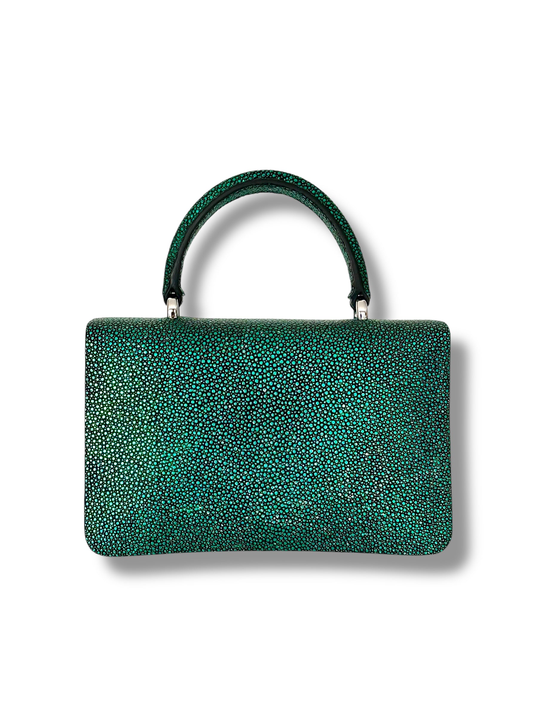 Emerald Green Jeweled Galuchat - Anka Top Handle image 2