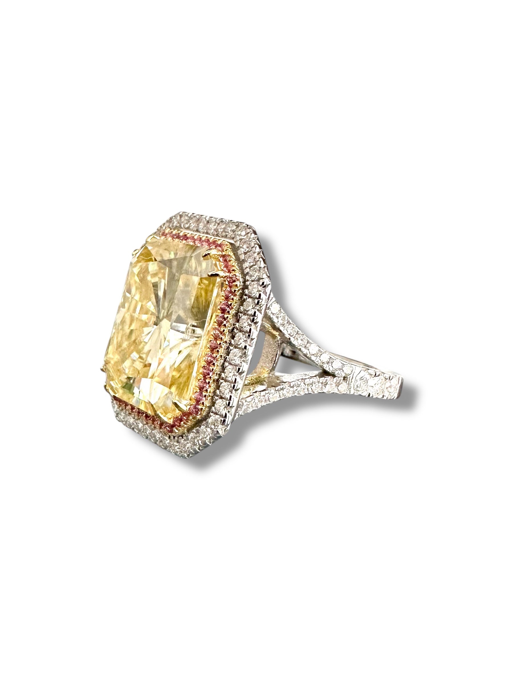 12ct Fancy Yellow Radiant Cut Moissanite Ring image 3