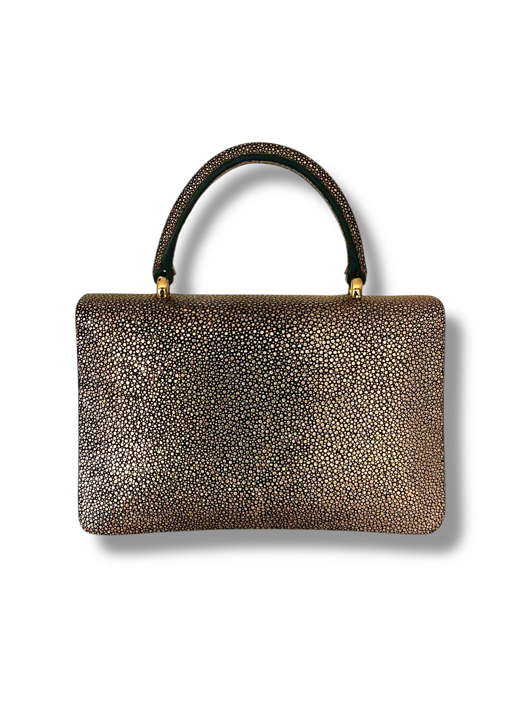 Rich Gold Jeweled Galuchat - Anka Top Handle image 2