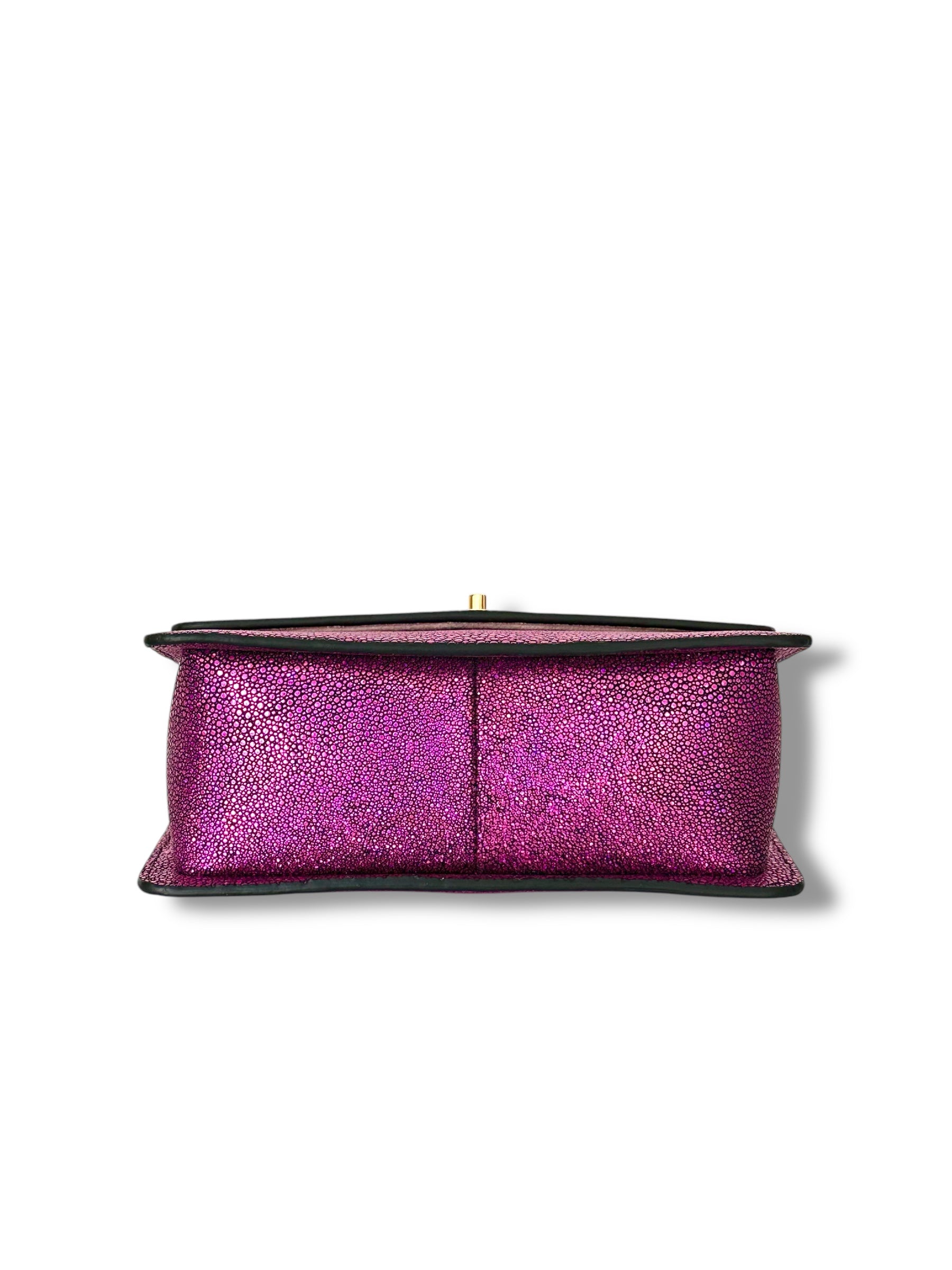 Fuchsia Jeweled Galuchat - Anka Top Handle image 2
