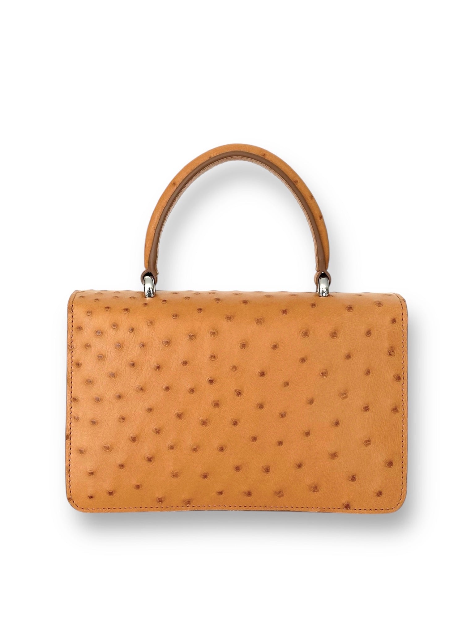 Gold Ostrich Platinum Tone - Anka Top Handle image 2