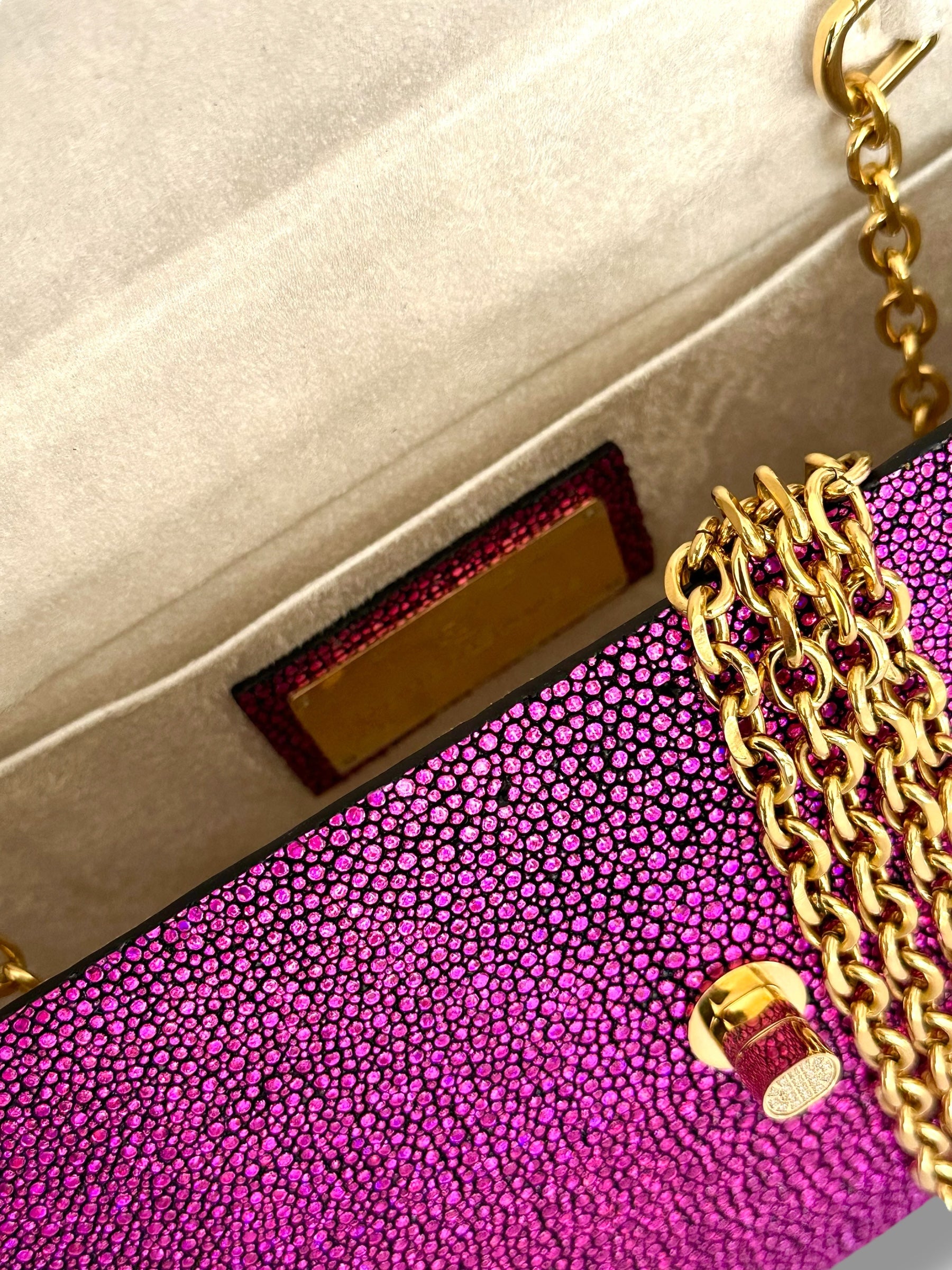Fuchsia Jeweled Galuchat - Anka Top Handle image 3