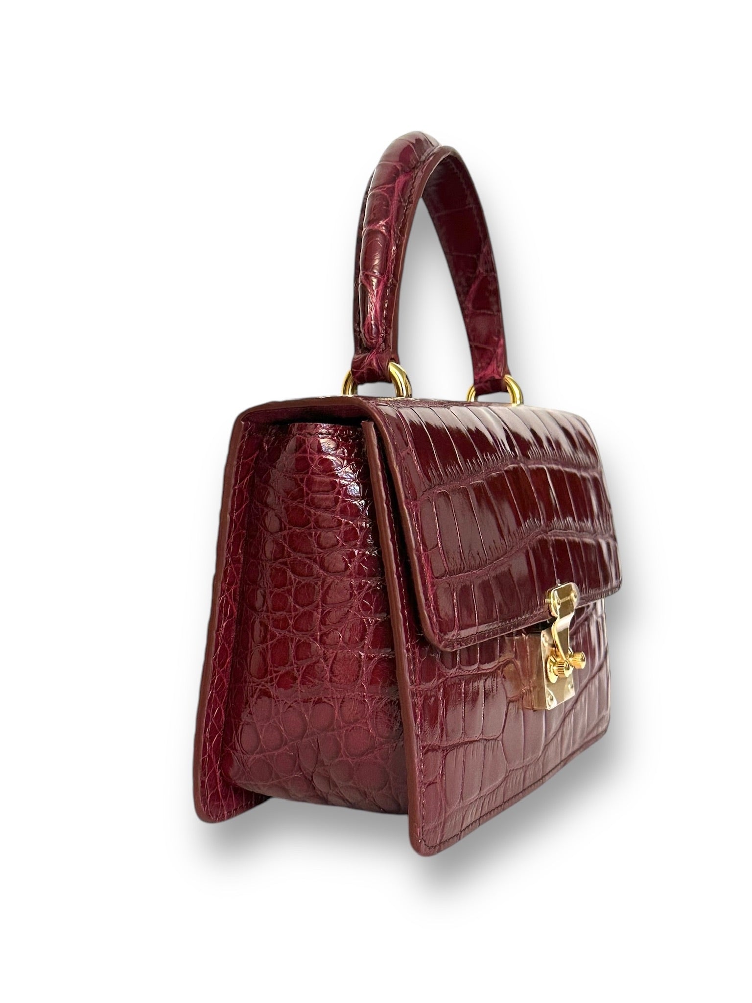 Deep Merlot Alligator - Anka Top Handle image 1