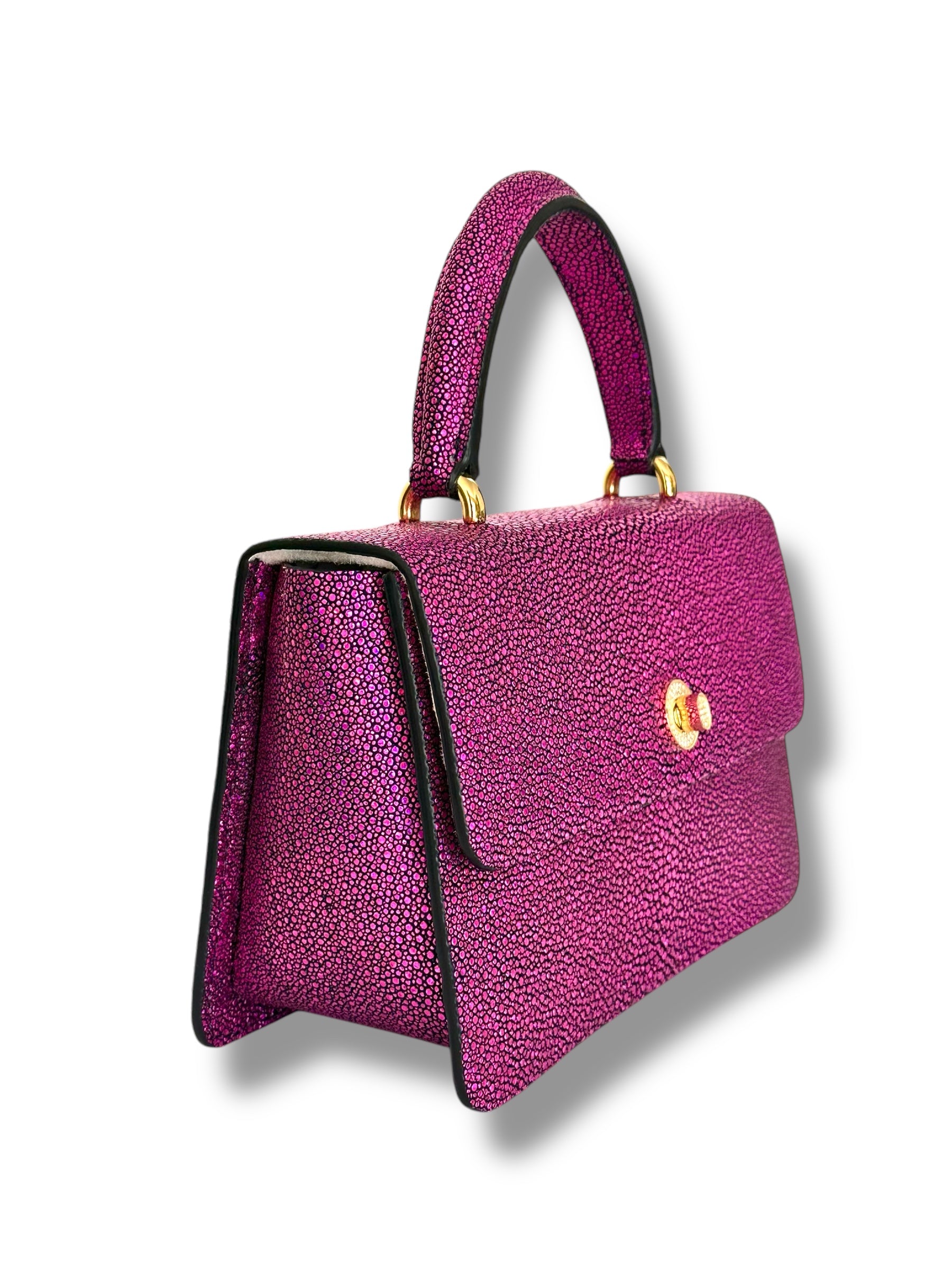 Fuchsia Jeweled Galuchat - Anka Top Handle image 1