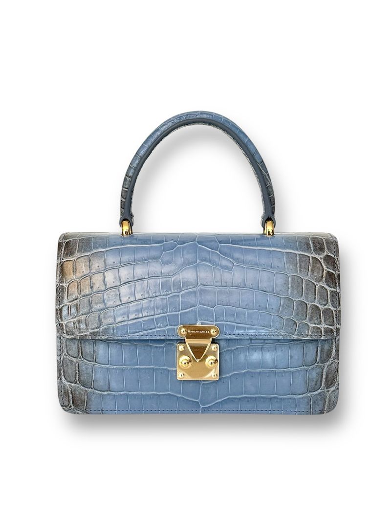 Blue Ombre Himalayan Crocodile - Anka Top Handle image 0