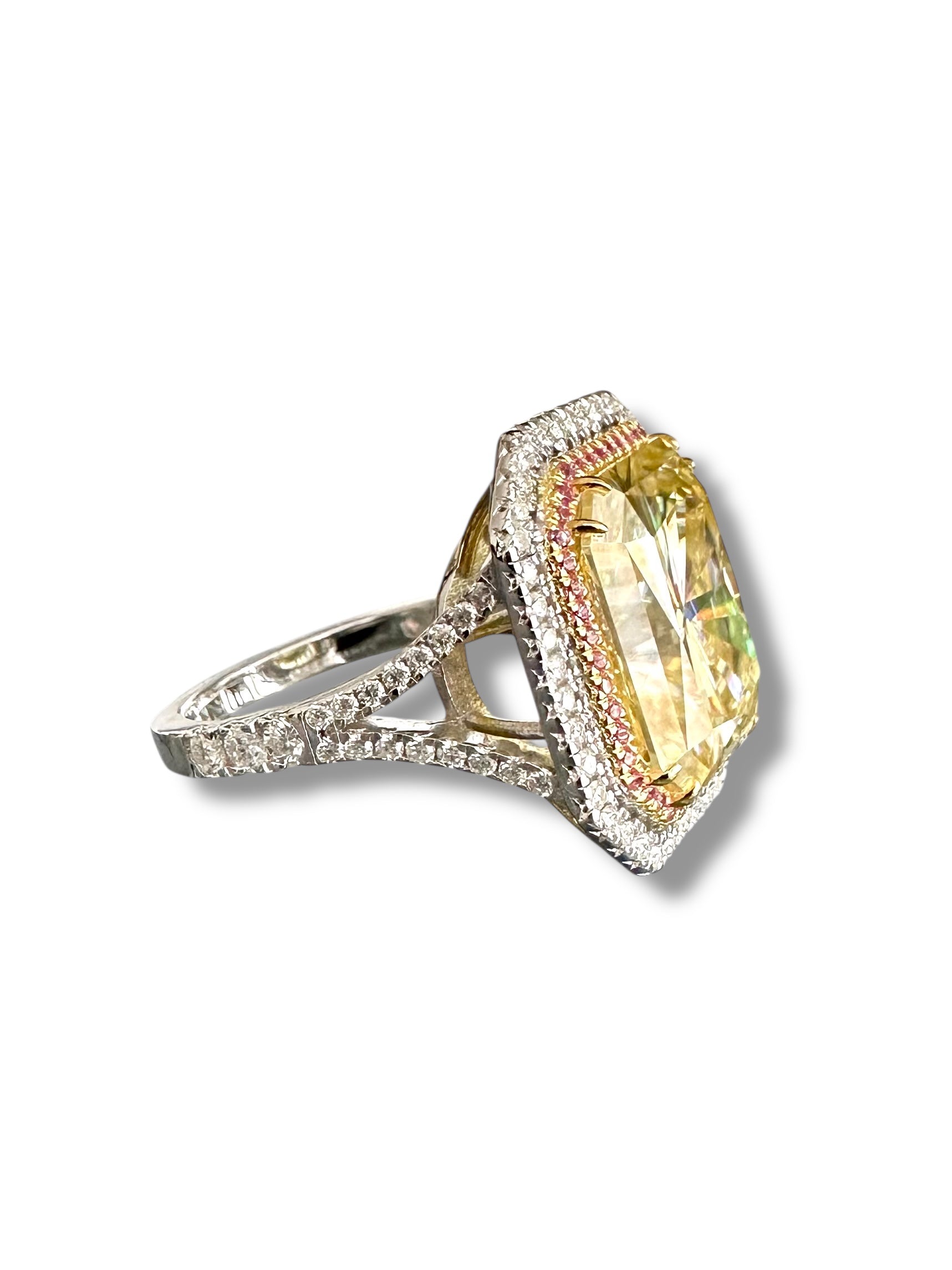 12ct Fancy Yellow Radiant Cut Moissanite Ring image 4