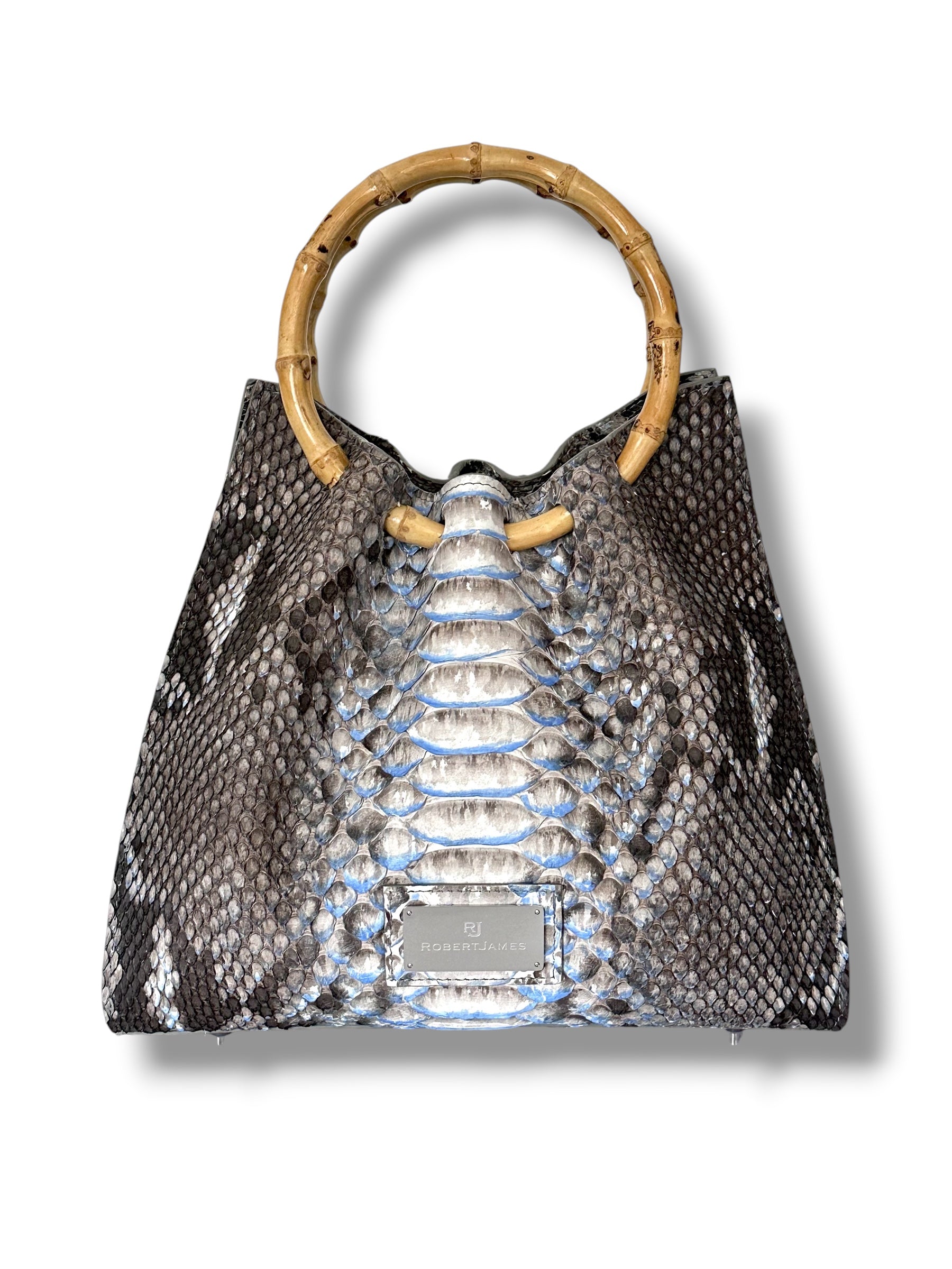 Natural Python with Blue Accents - The Johnna Tote