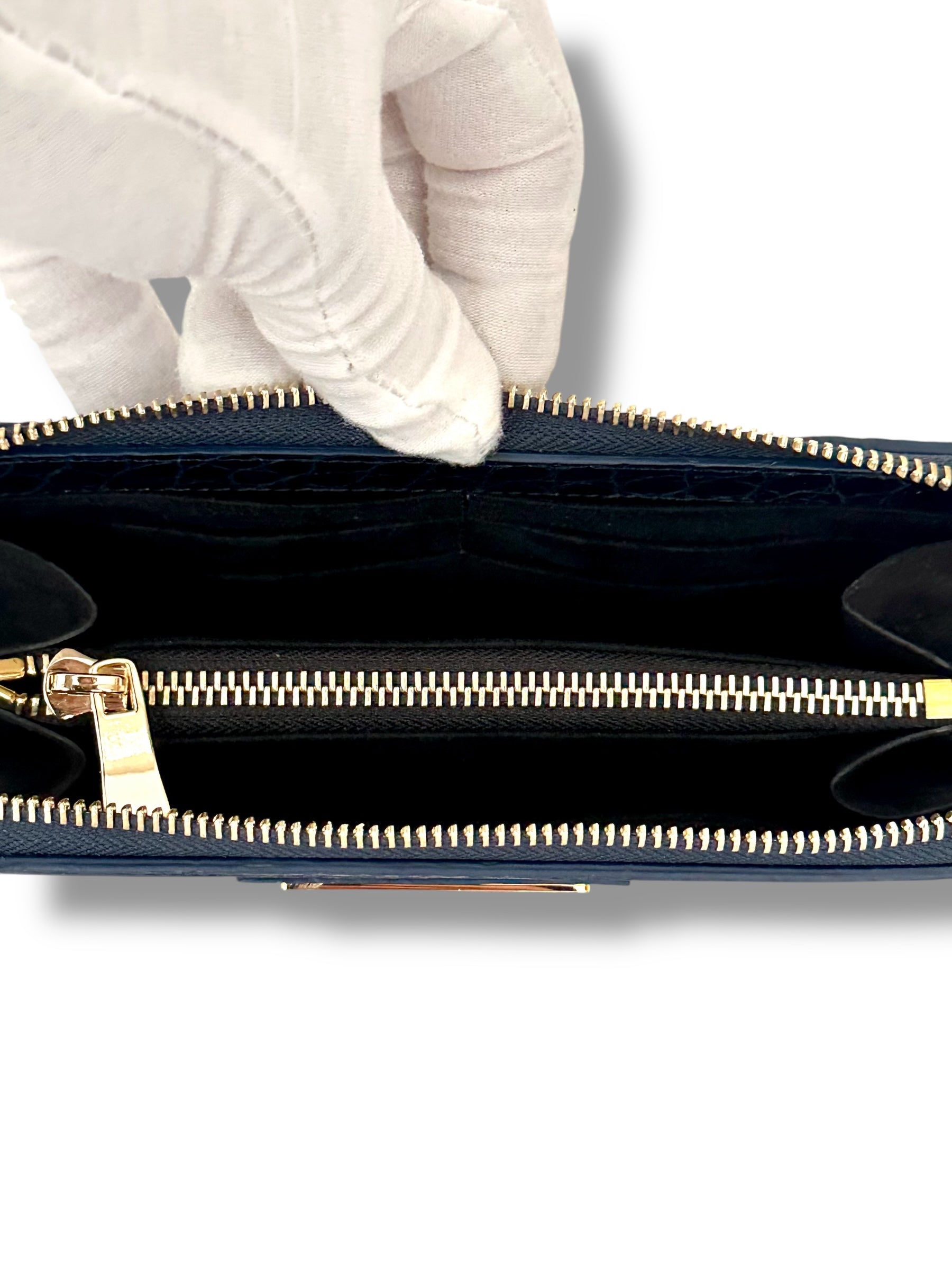 Deep Blue Niloticus Crocodile - Zip Around Wallet