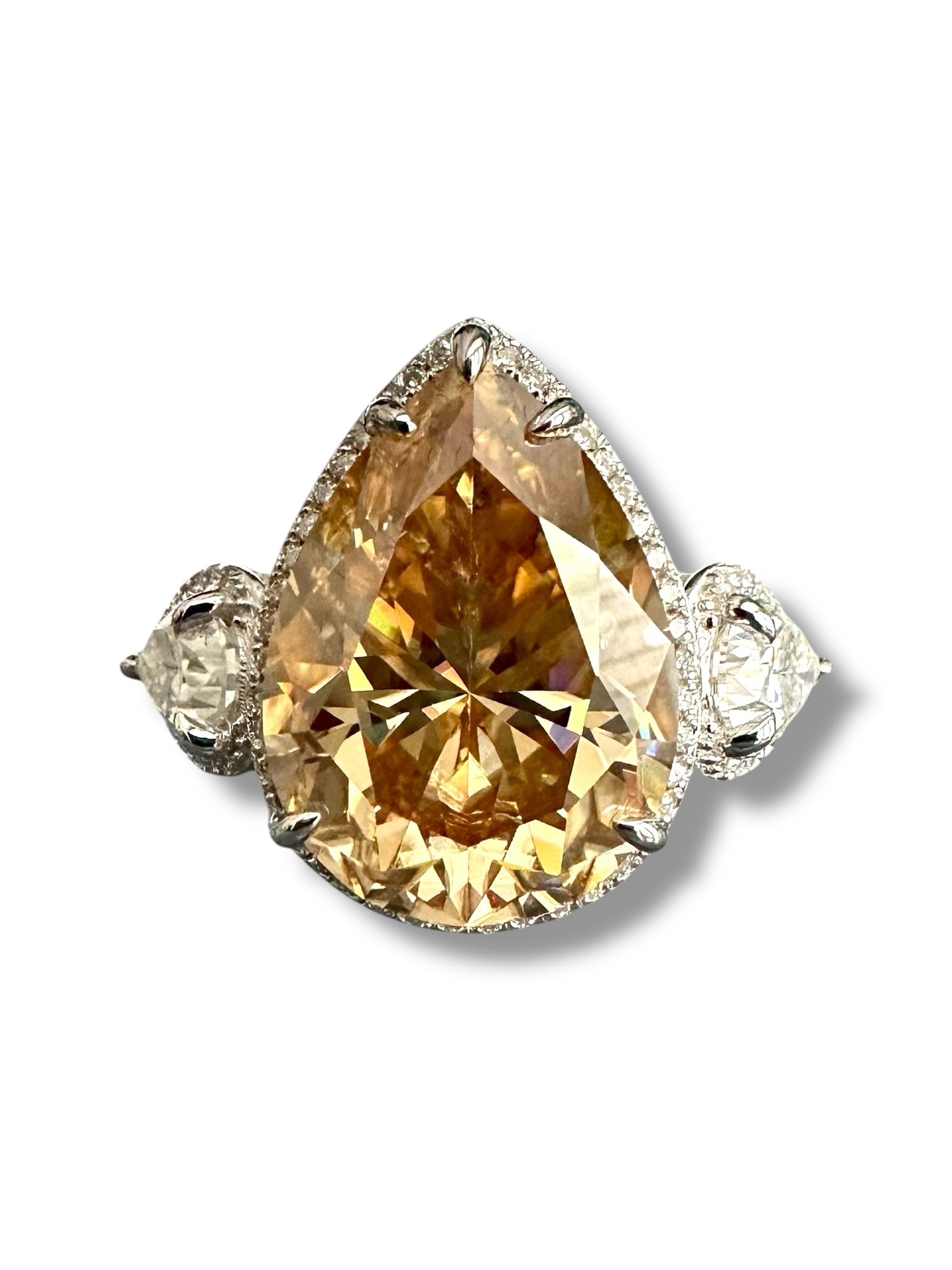 15ct Intense Brown/Orange Pear Shaped Moissanite Ring image 0