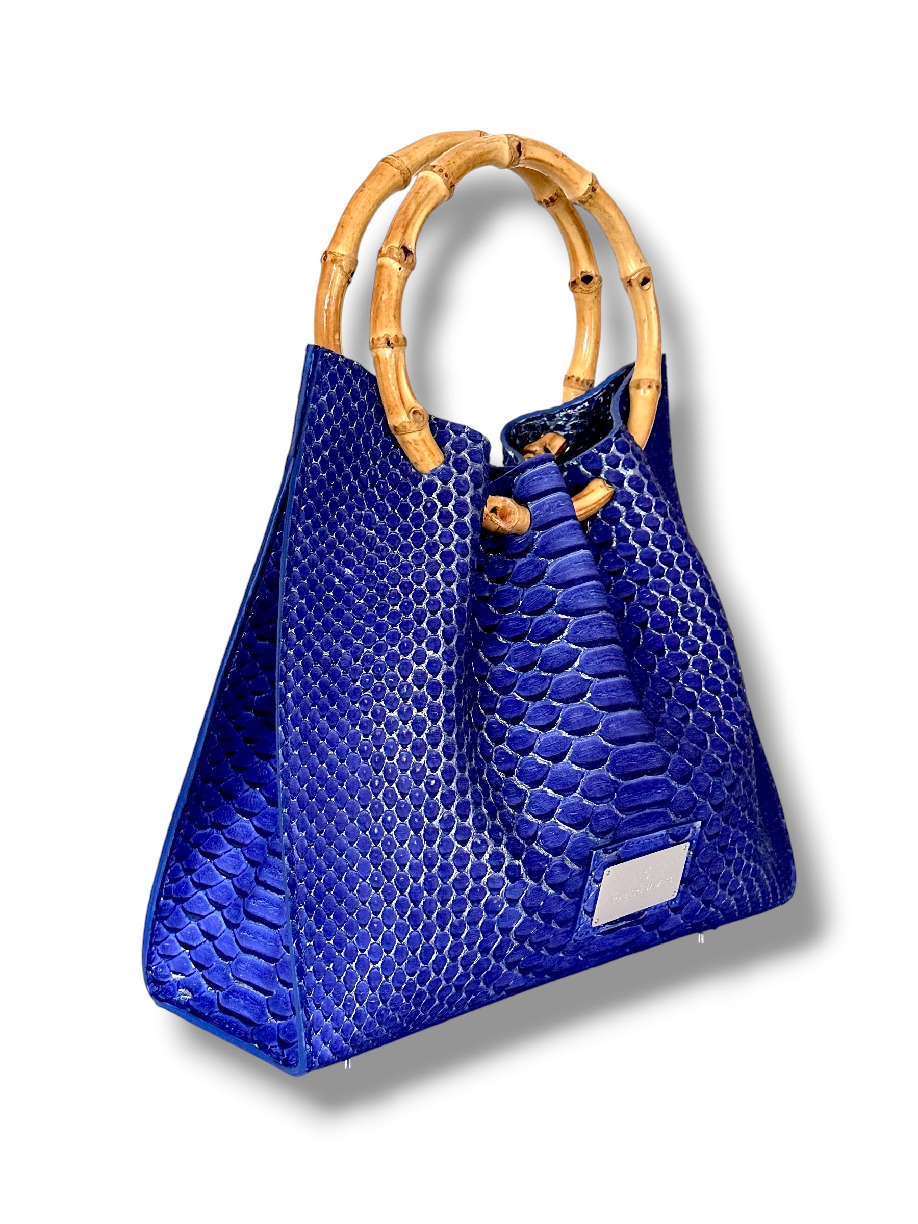 Electric Blue Python with Silver Accents - The Johnna Tote