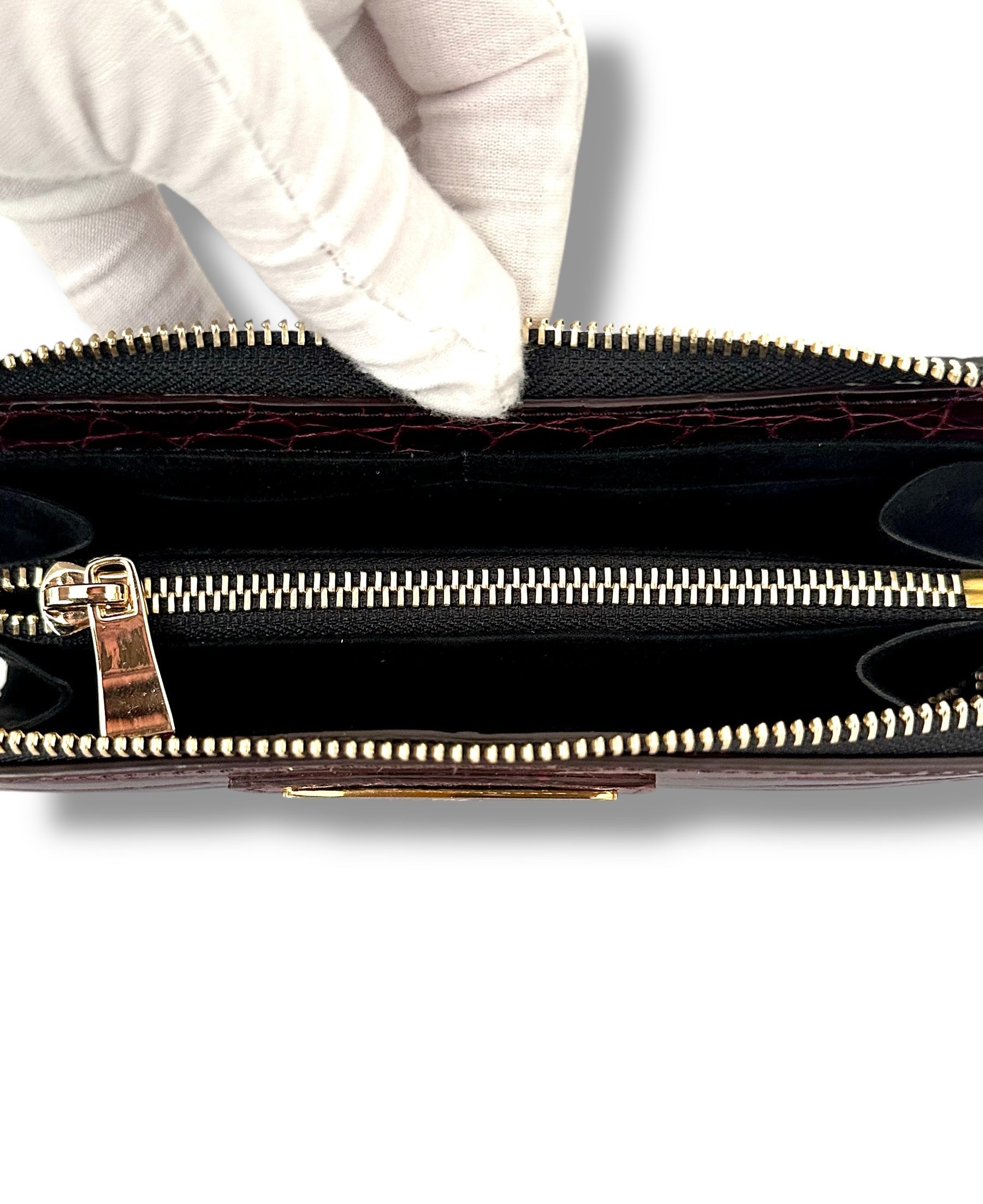 Rich Merlot Niloticus Crocodile - RobertJames Zip Around Wallet image 2