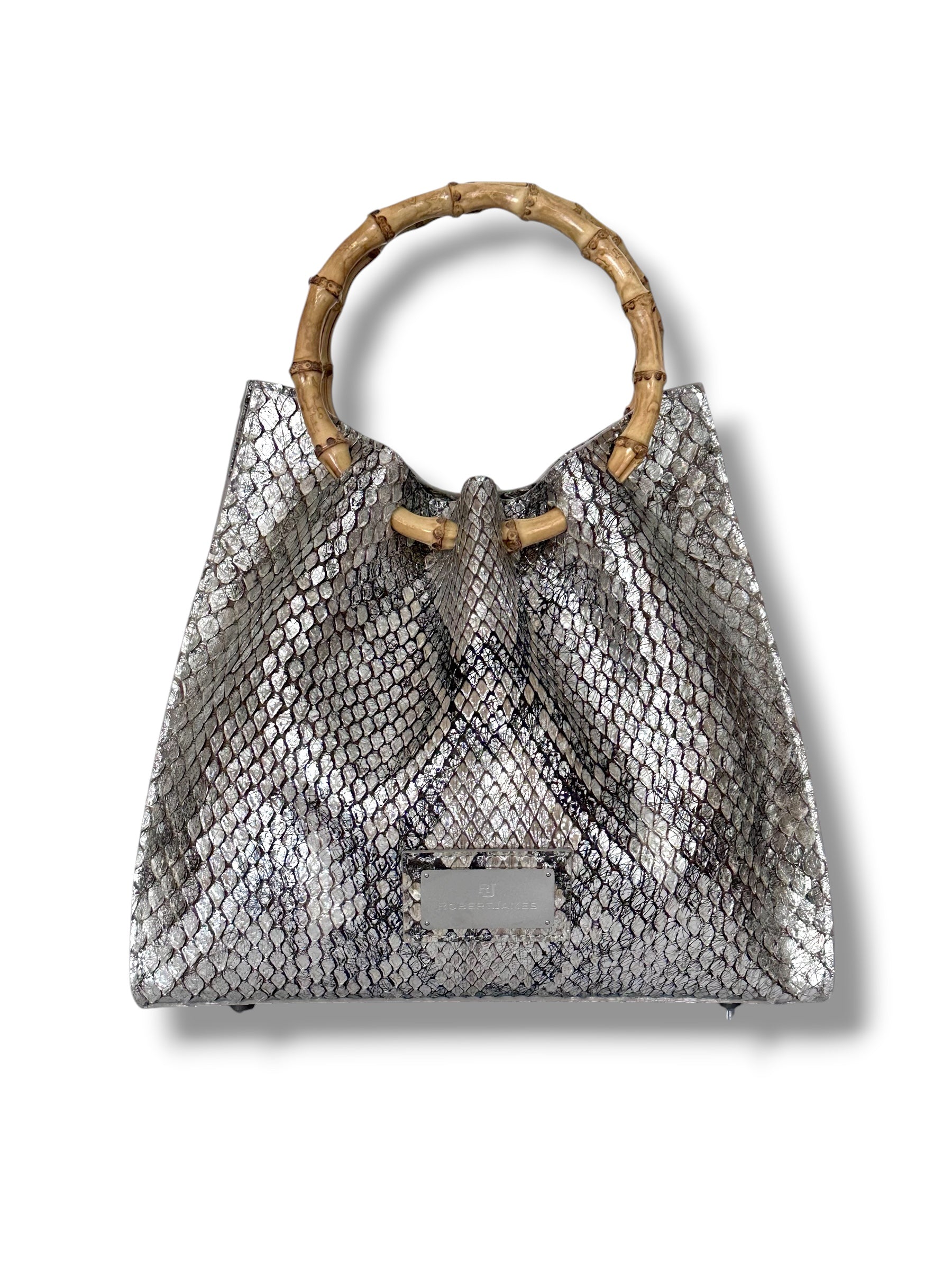 Metallic Silver Python - The Johnna Tote