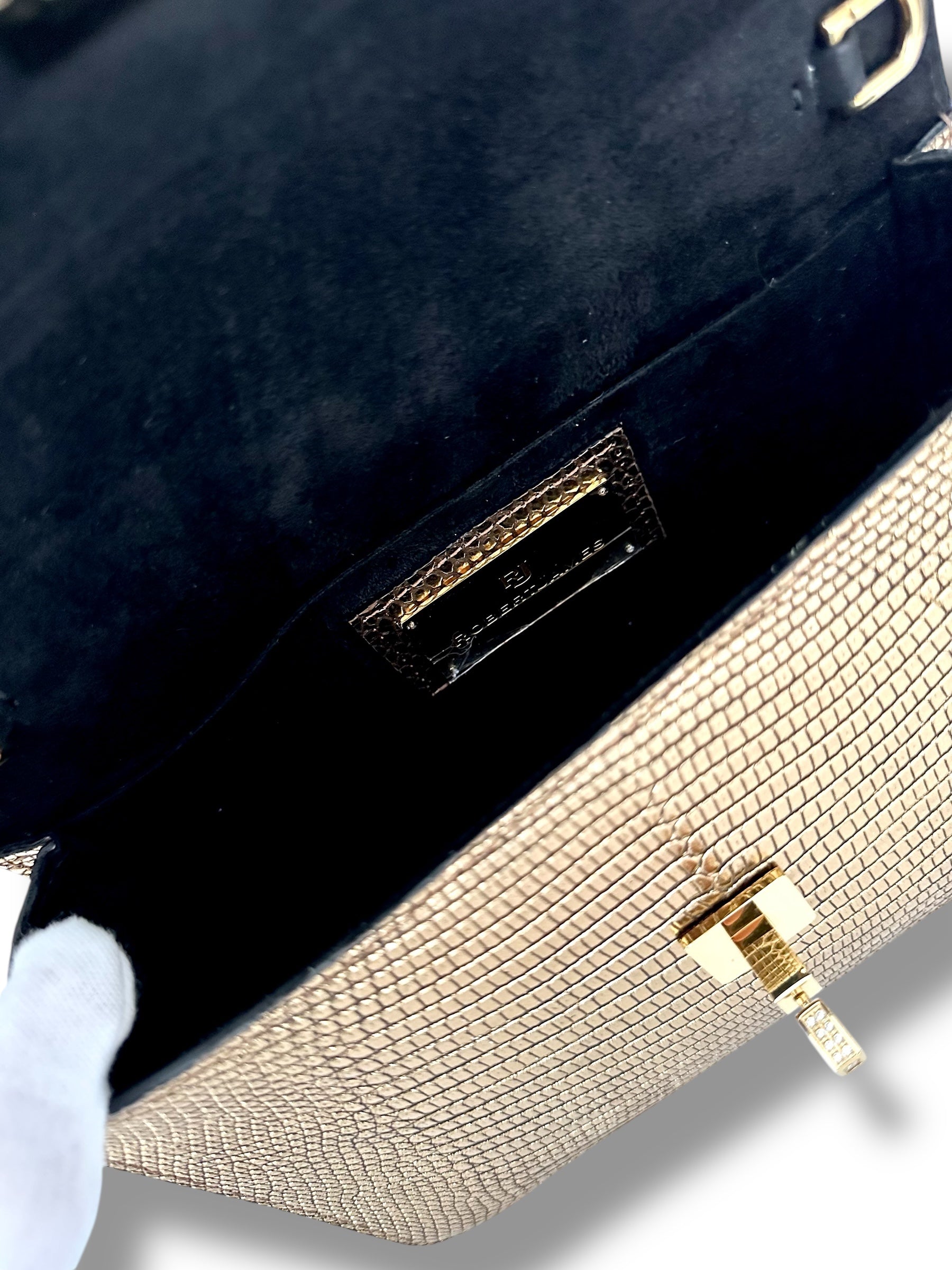 Metallic Gold Lizard - Anka Top Handle