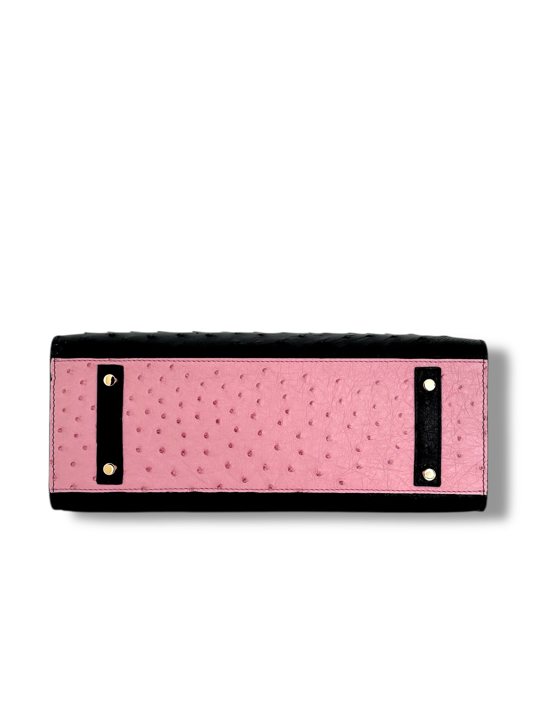 Bi-Color Black and Pink Ostrich - Wrenley Tote