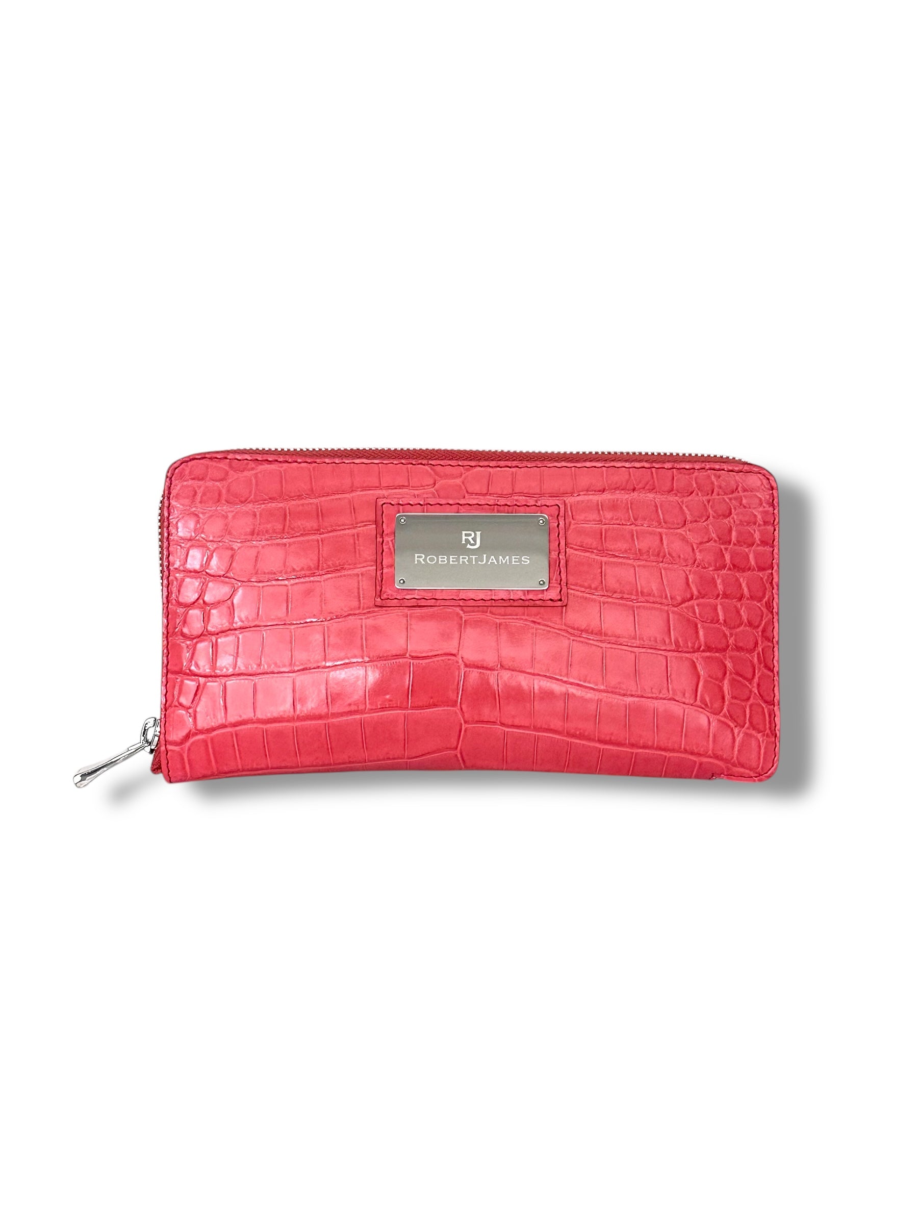 Deep Salmon Niloticus Crocodile - RobertJames Zip Around Wallet image 0
