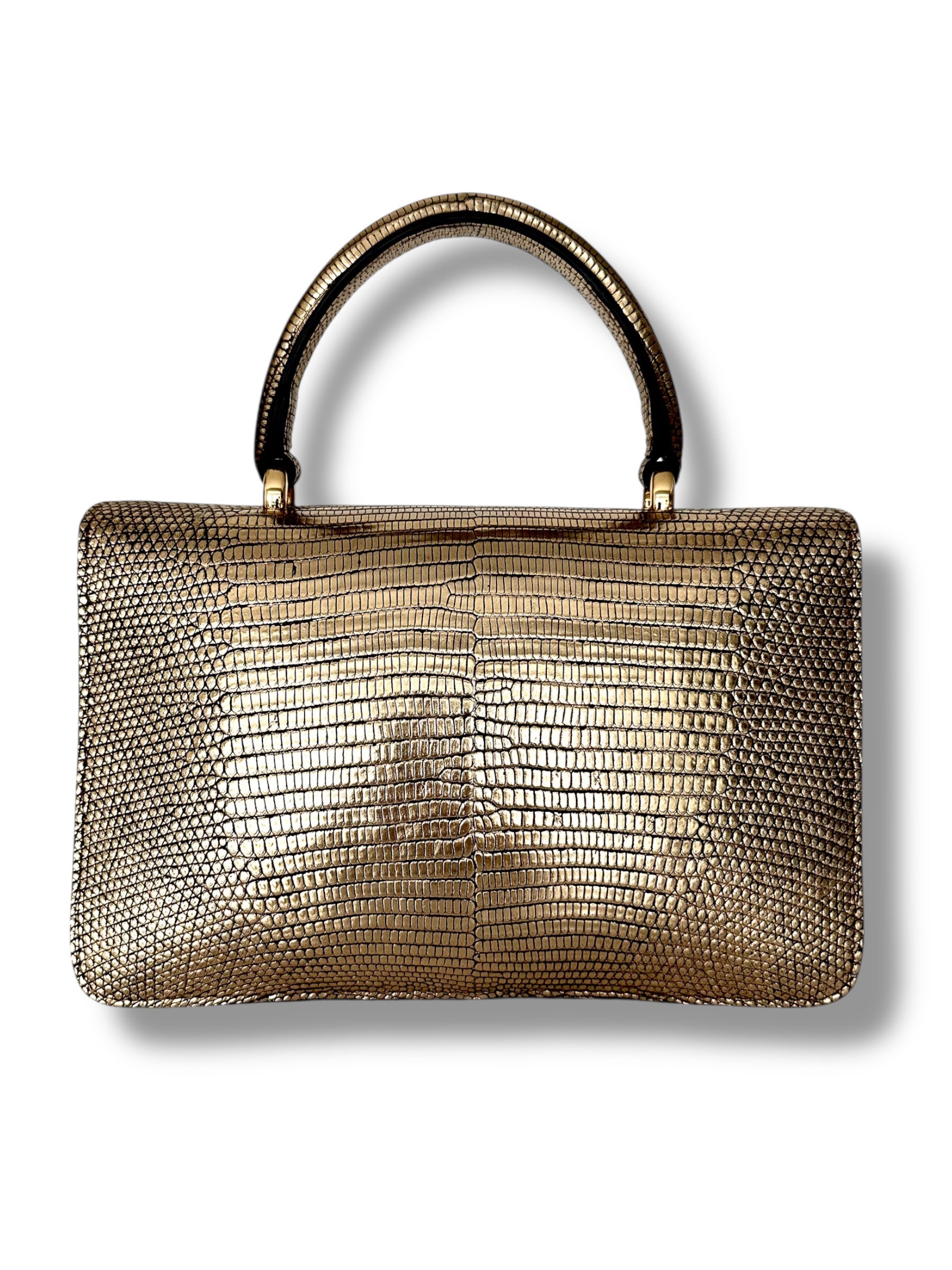 Metallic Gold Lizard - Anka Top Handle