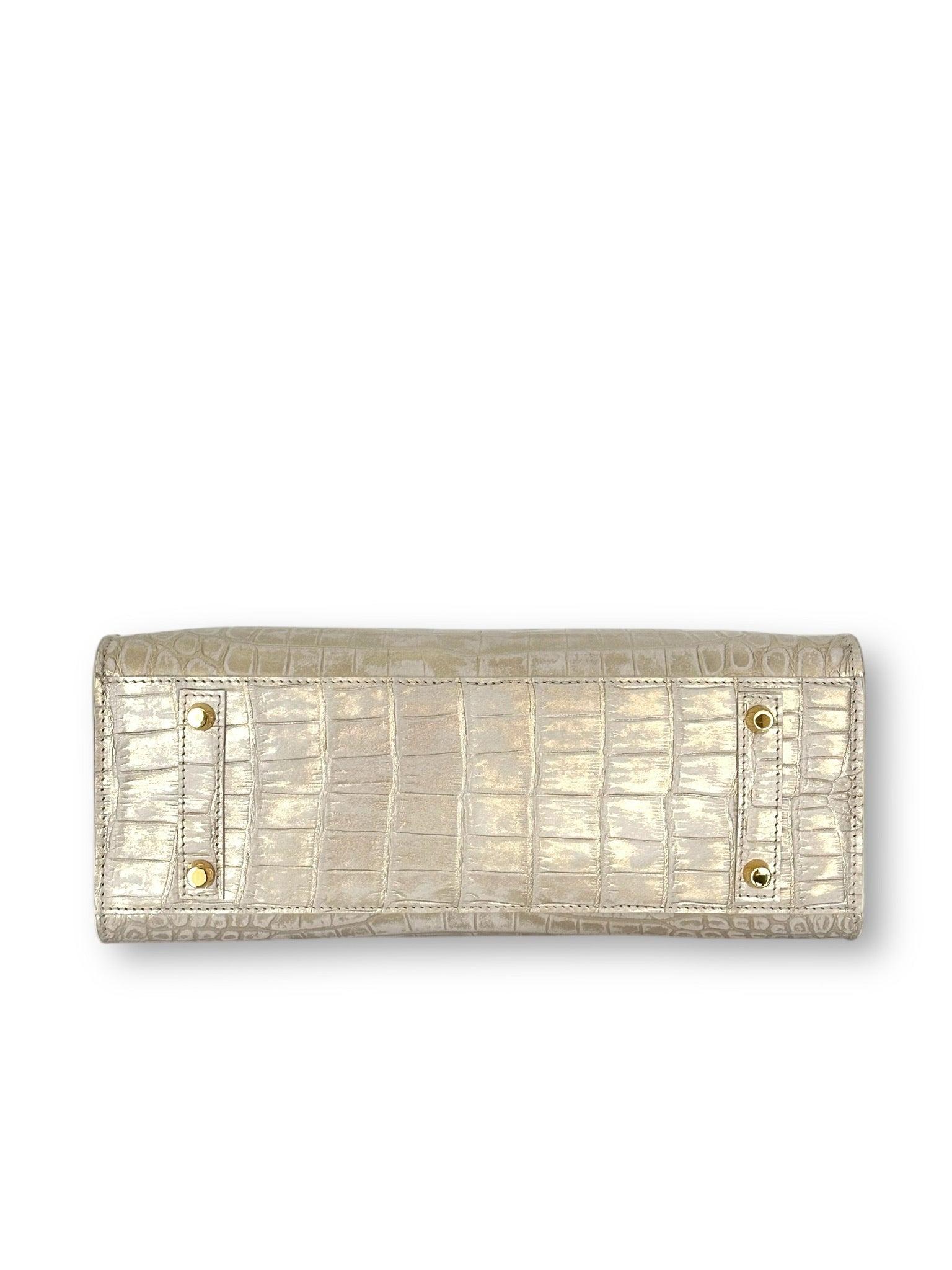 Cream w/ Metallic Gold Alligator - Wrenley Tote image 3