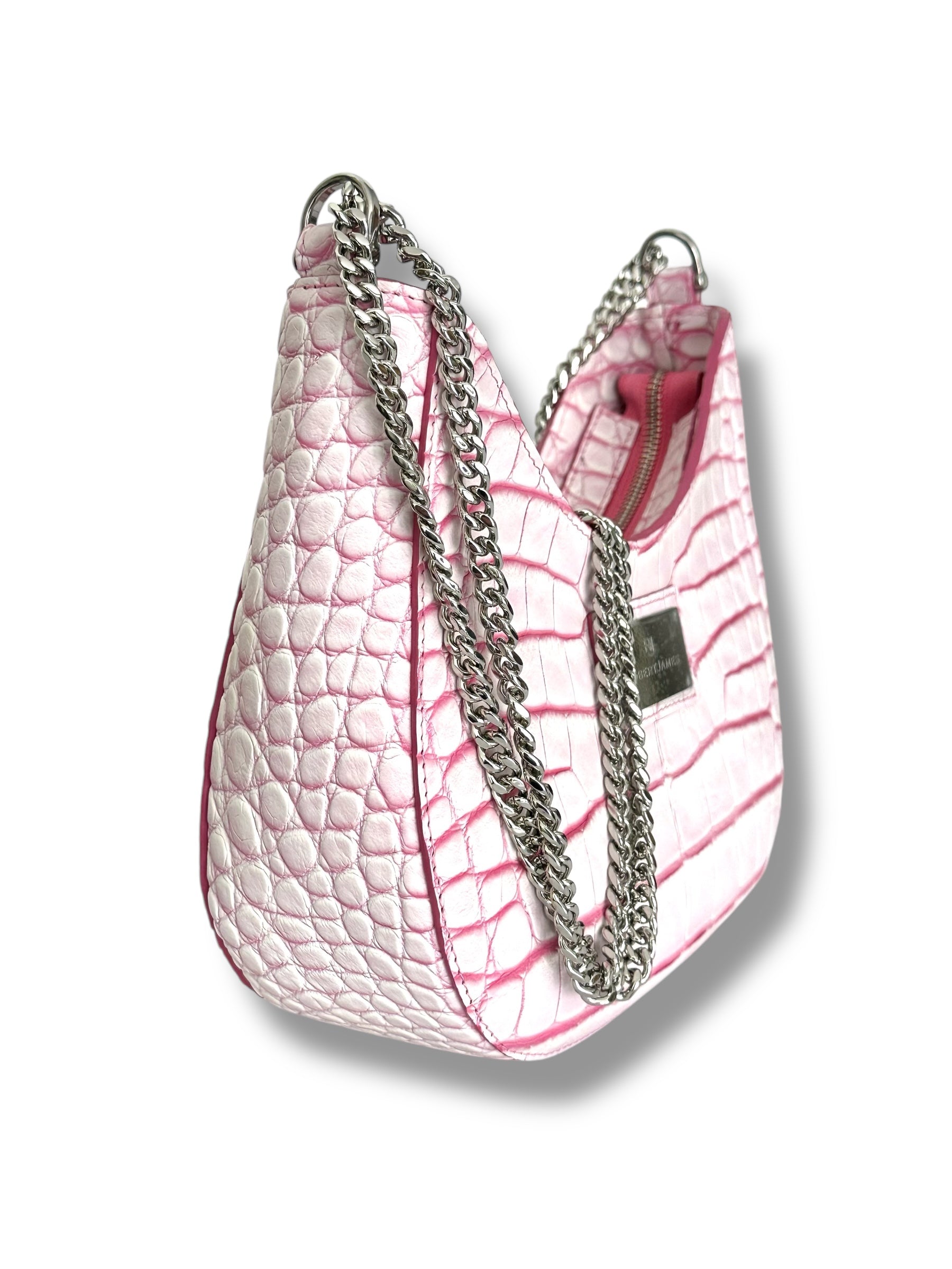Soft White Alligator with Fuchsia - Blair Hobo image 1