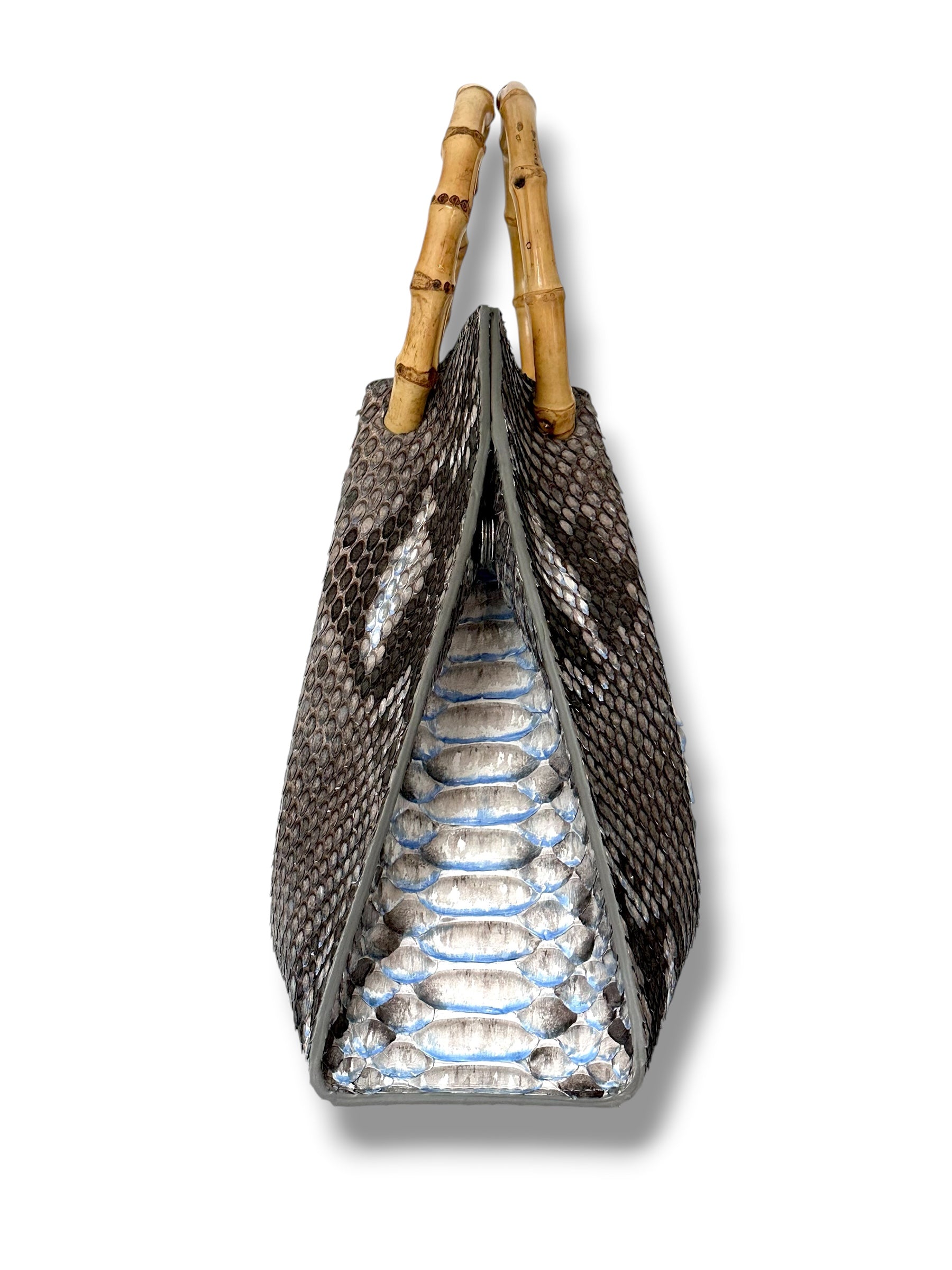 Natural Python with Blue Accents - The Johnna Tote