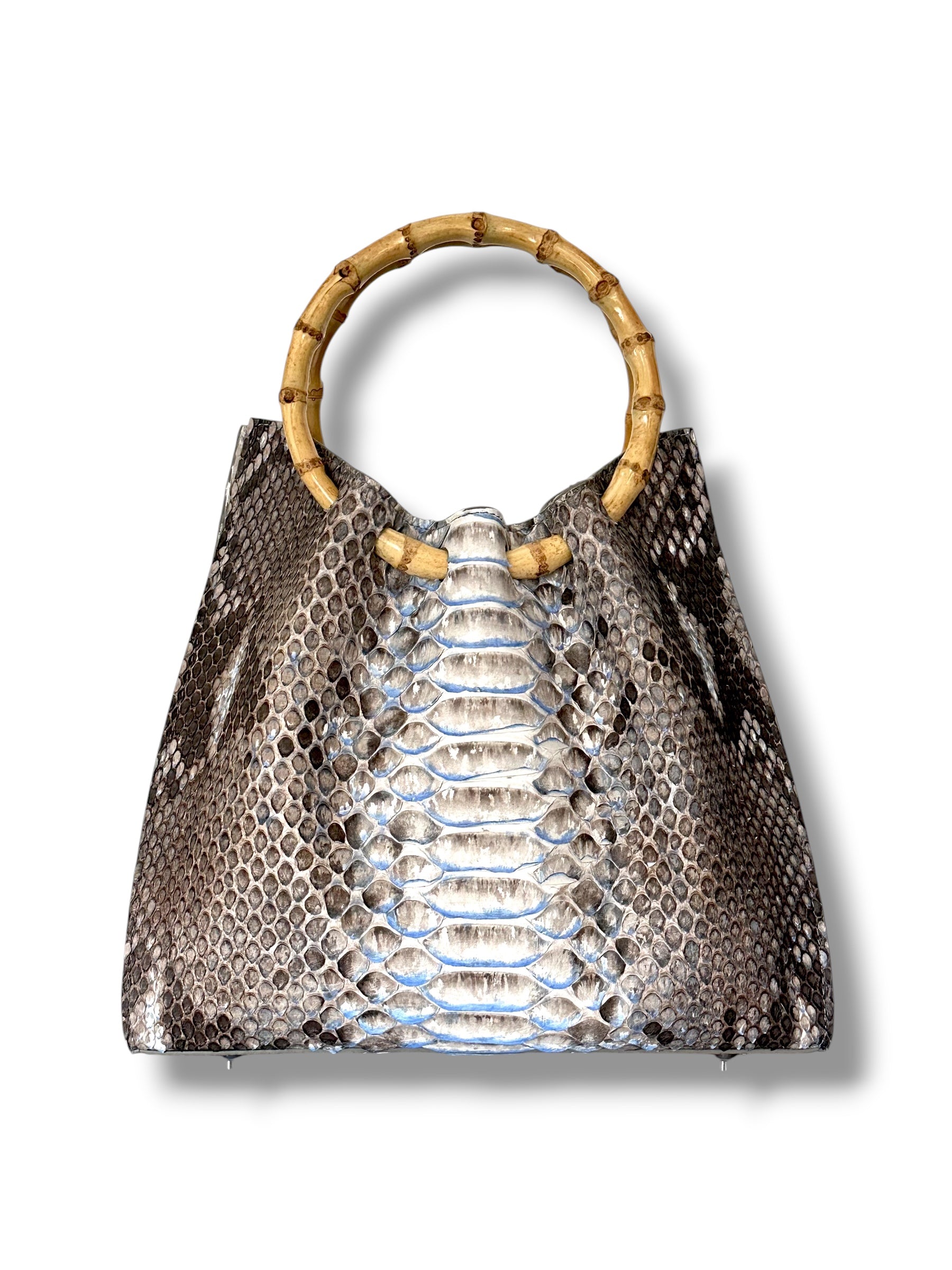 Natural Python with Blue Accents - The Johnna Tote