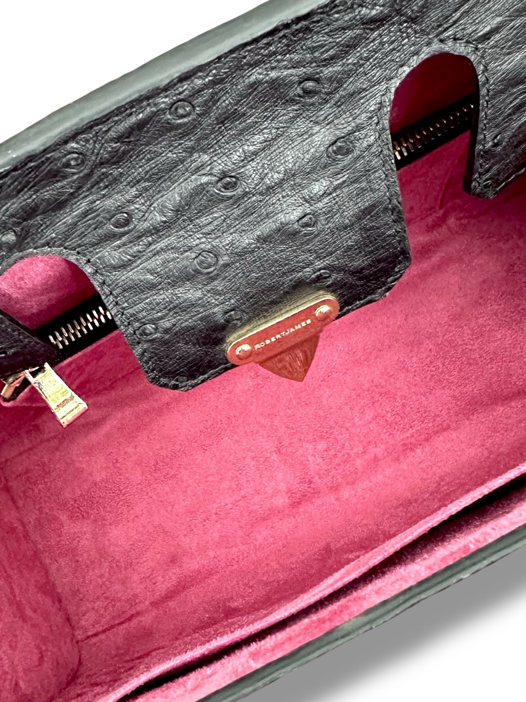 Bi-Color Black and Pink Ostrich - Wrenley Tote