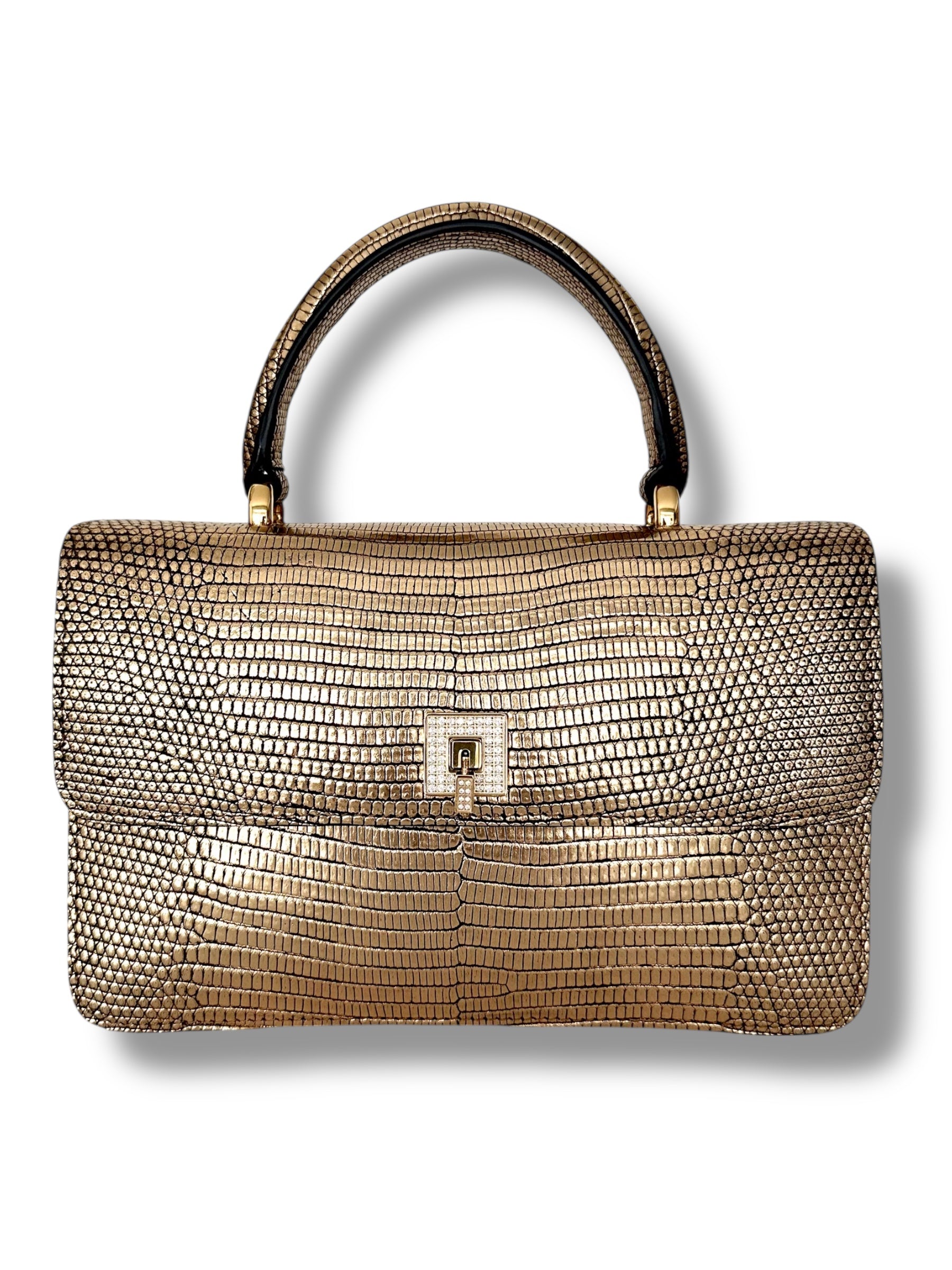 Metallic Gold Lizard - Anka Top Handle