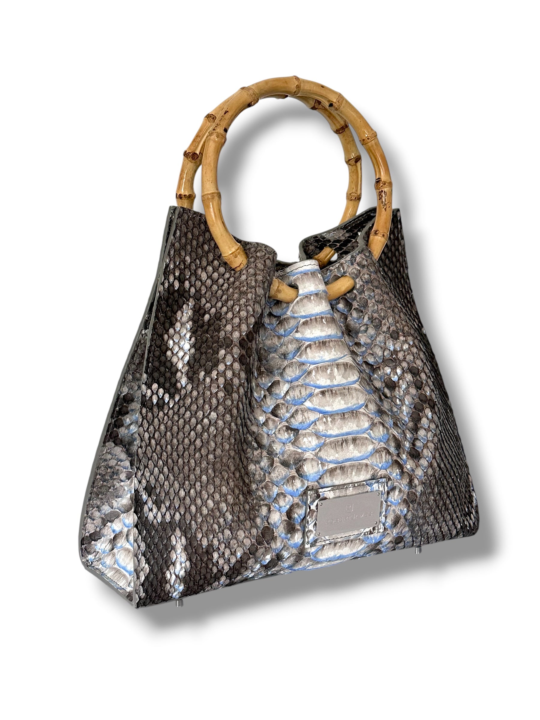 Natural Python with Blue Accents - The Johnna Tote