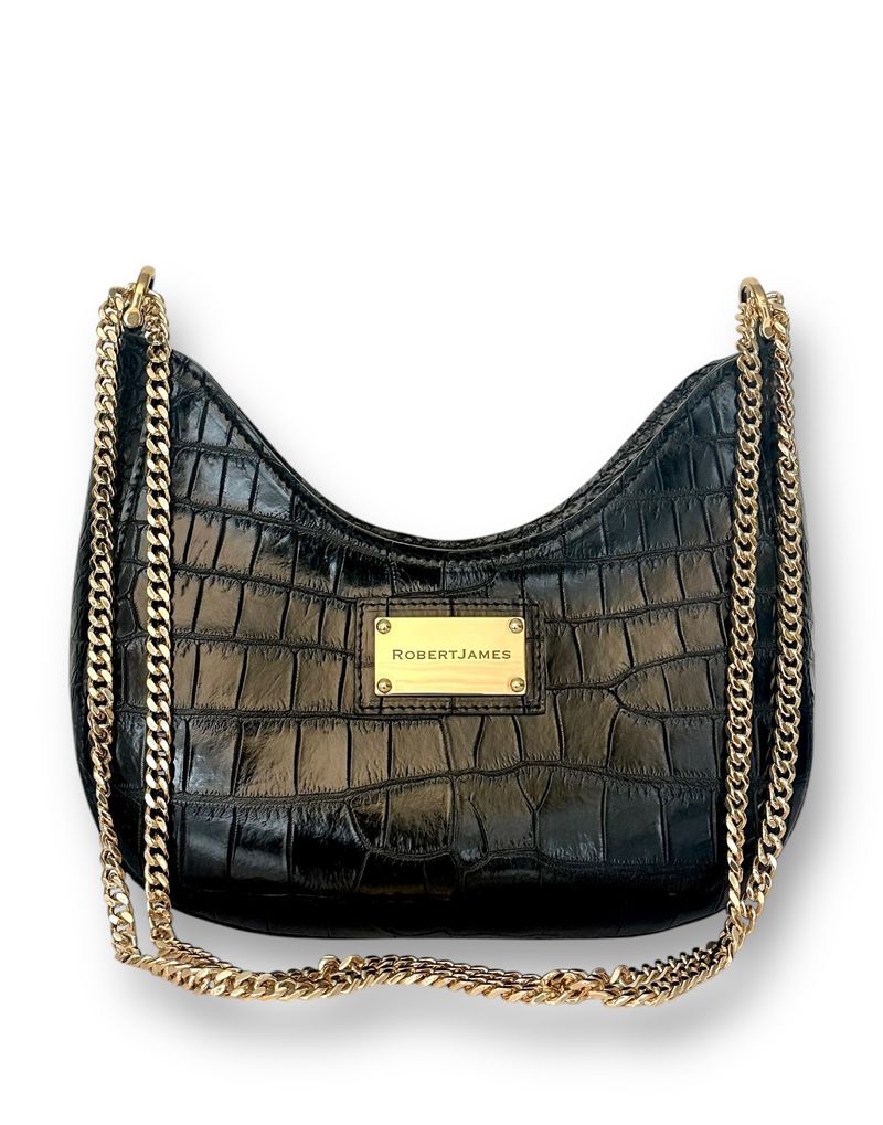 Black Onyx Niloticus Crocodile - Blair Hobo - American-made, Luxury Leather