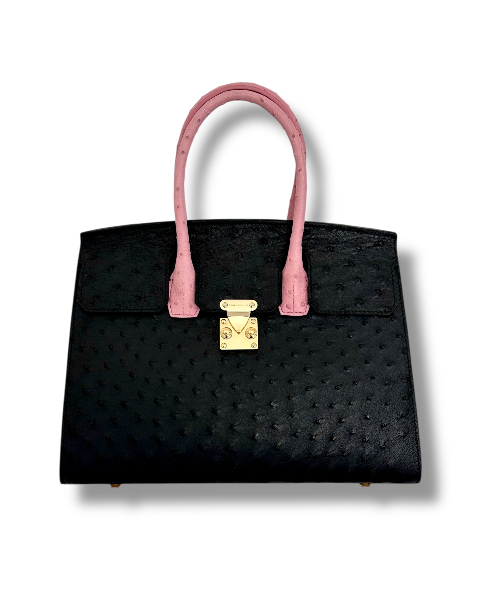 Bi-Color Black and Pink Ostrich - Wrenley Tote