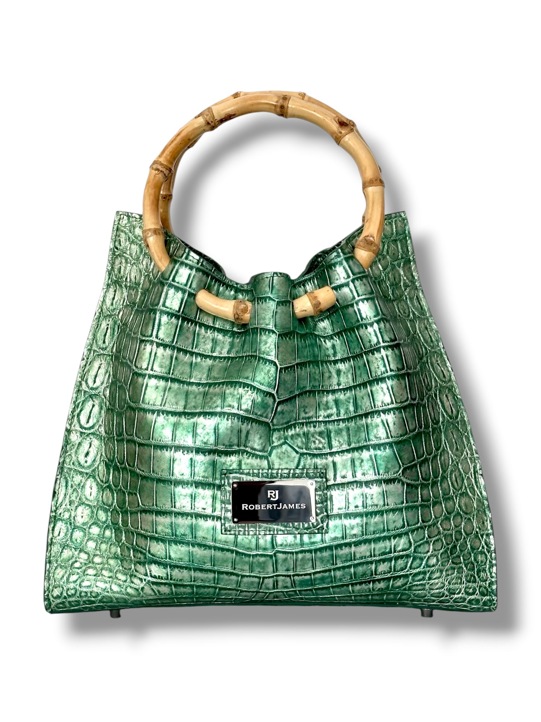 Metallic Green and Silver Niloticus Crocodile - The Johnna Tote