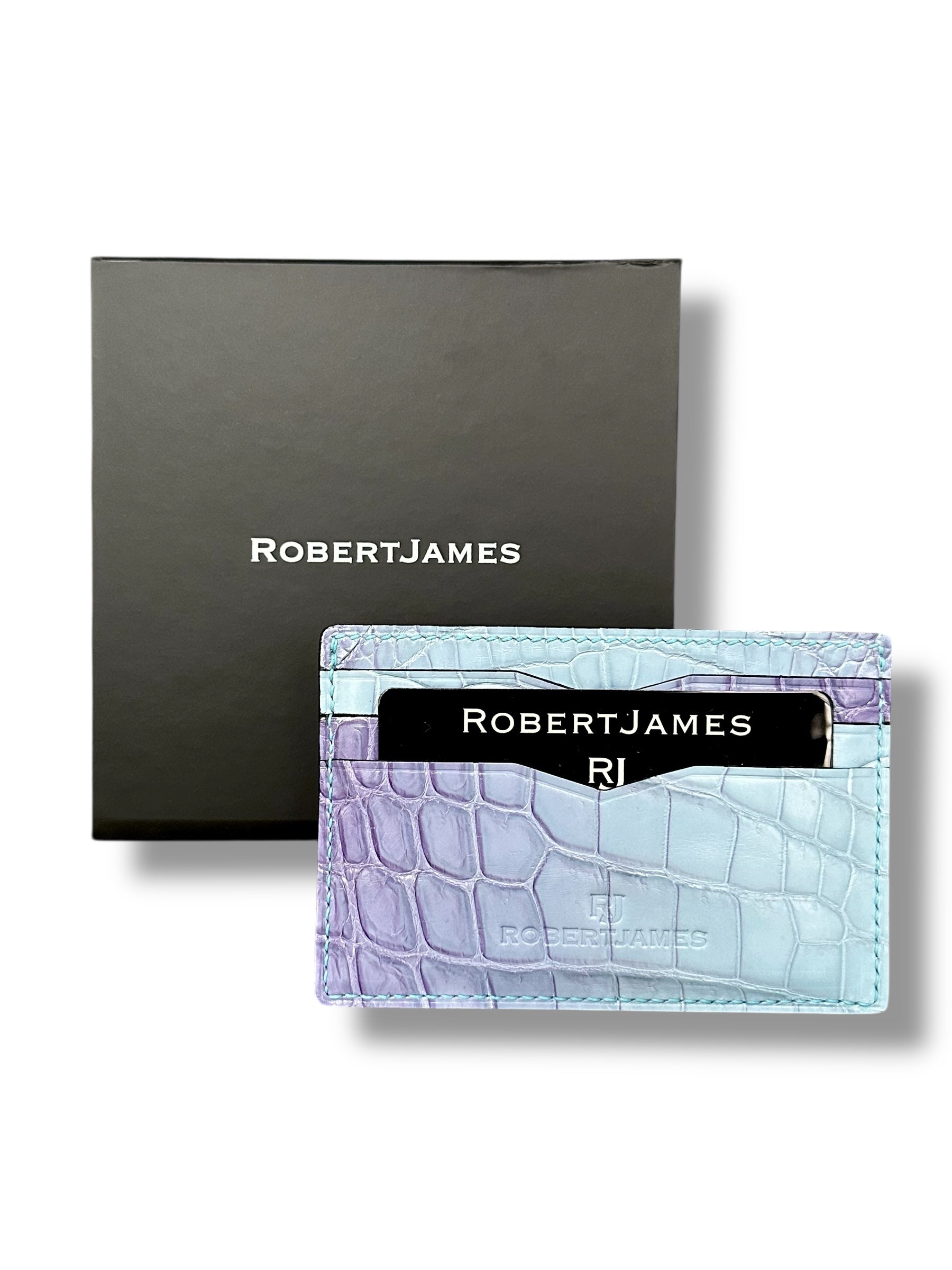 Ombré Blue and Violet Niloticus Crocodile - Card Holder