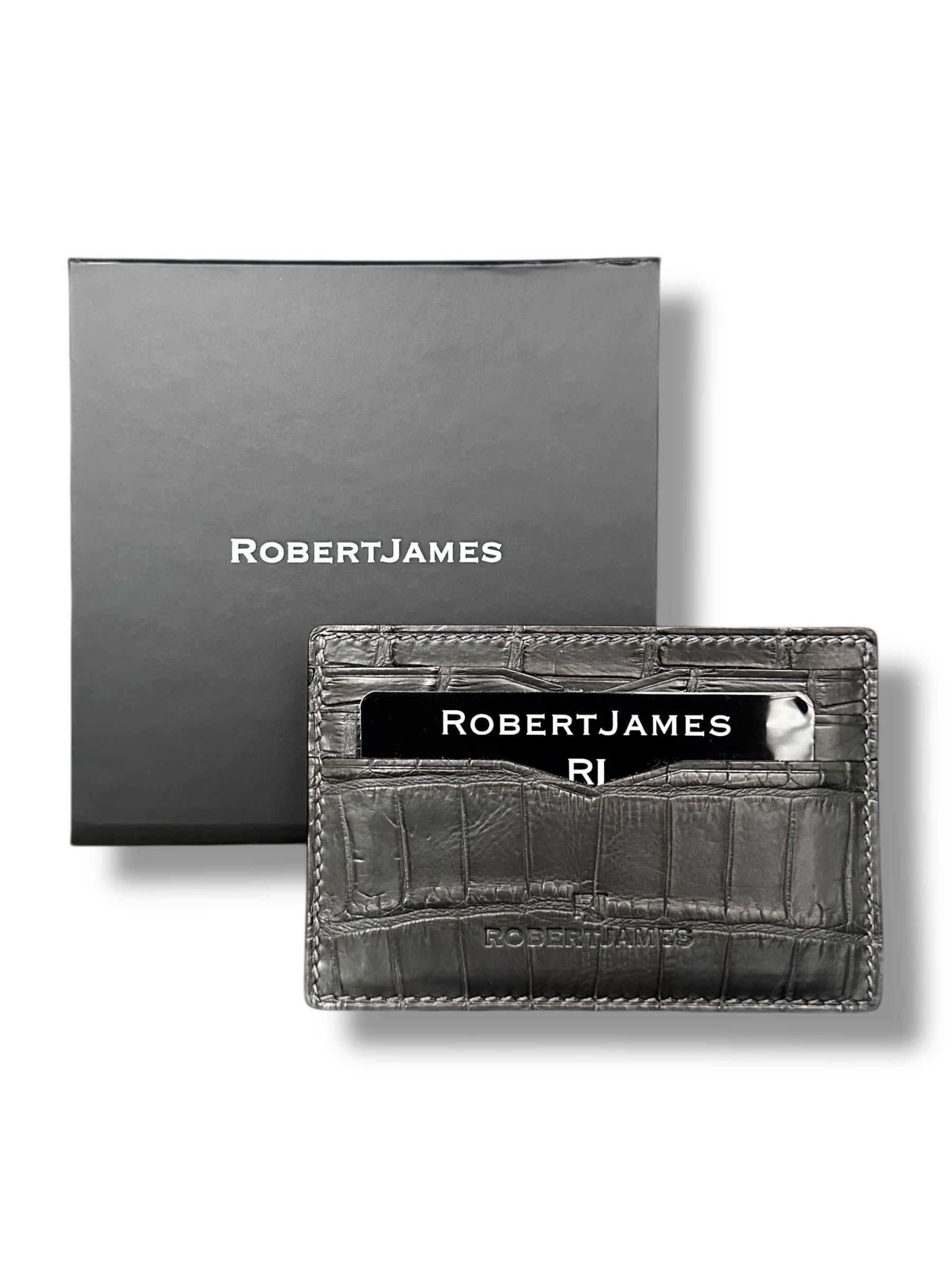 Deep Grey Niloticus Crocodile - Card Holder