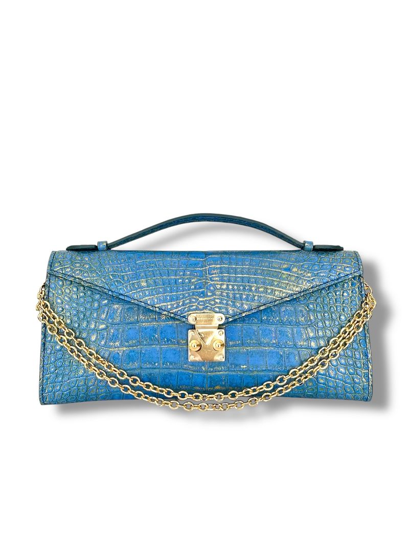 Matte Cerulean with Metallic Gold Alligator - Minnie Pochette image 0