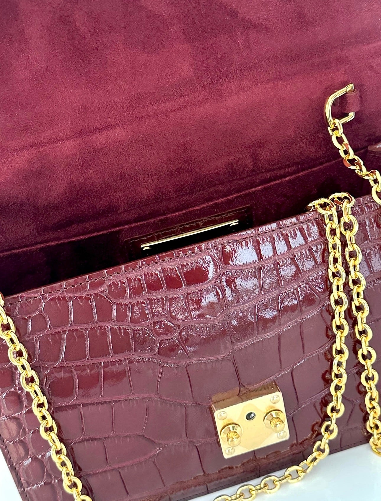Deep Merlot Alligator - Anka Top Handle