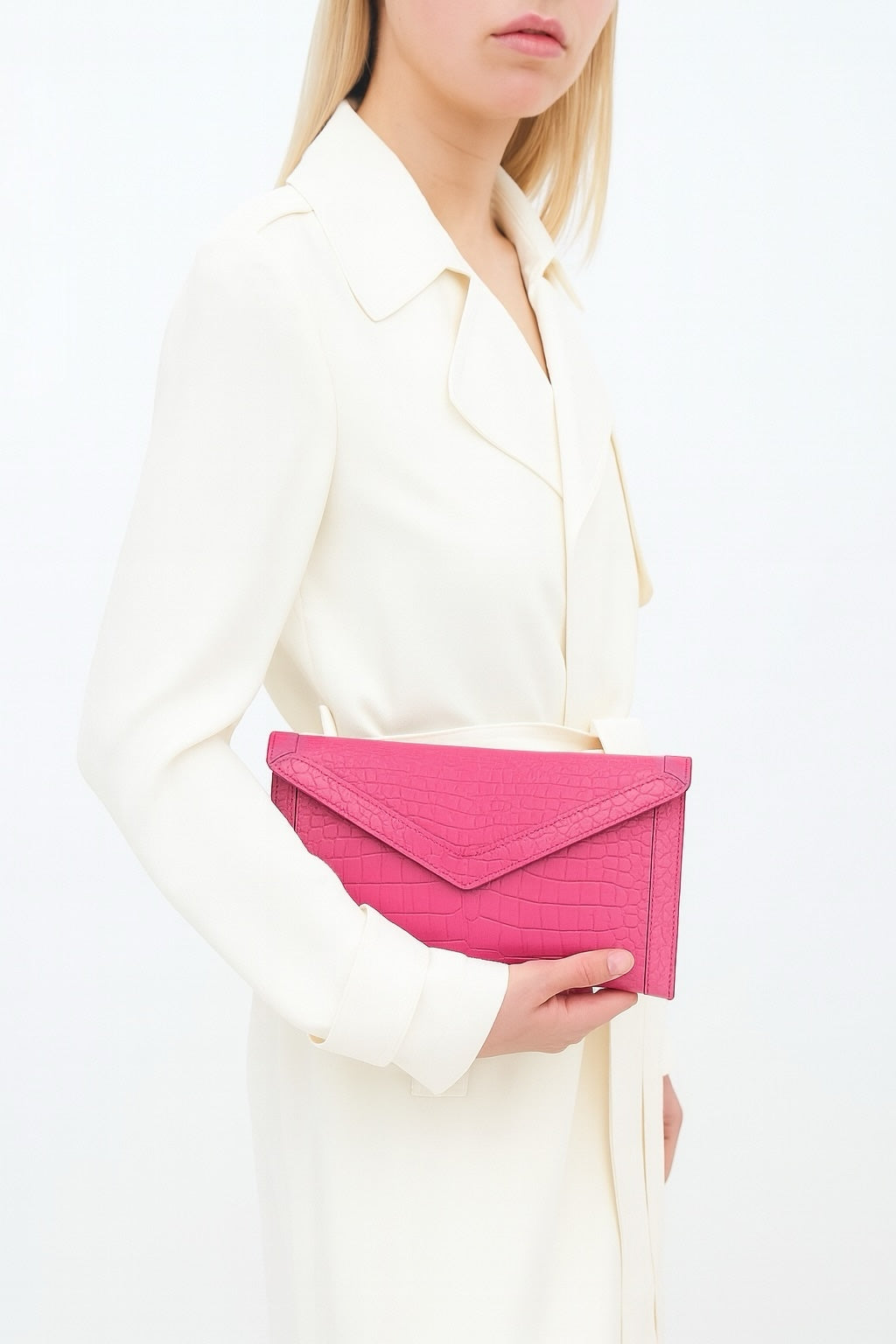 Hot Pink Niloticus Crocodile - The Morgan Clutch (soft sheen)