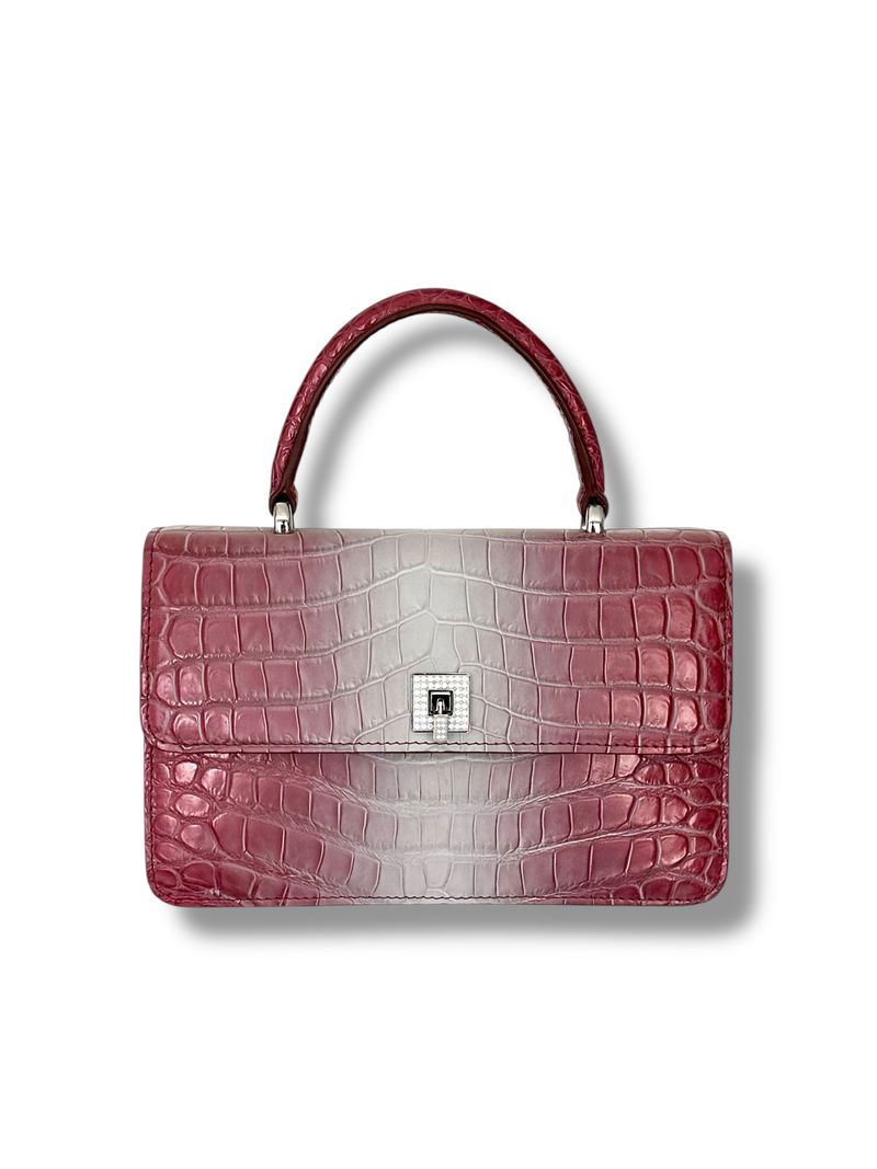 Metallic Raspberry Metallic Raspberry with Matte White Niloticus Crocodile - Anka Top Han