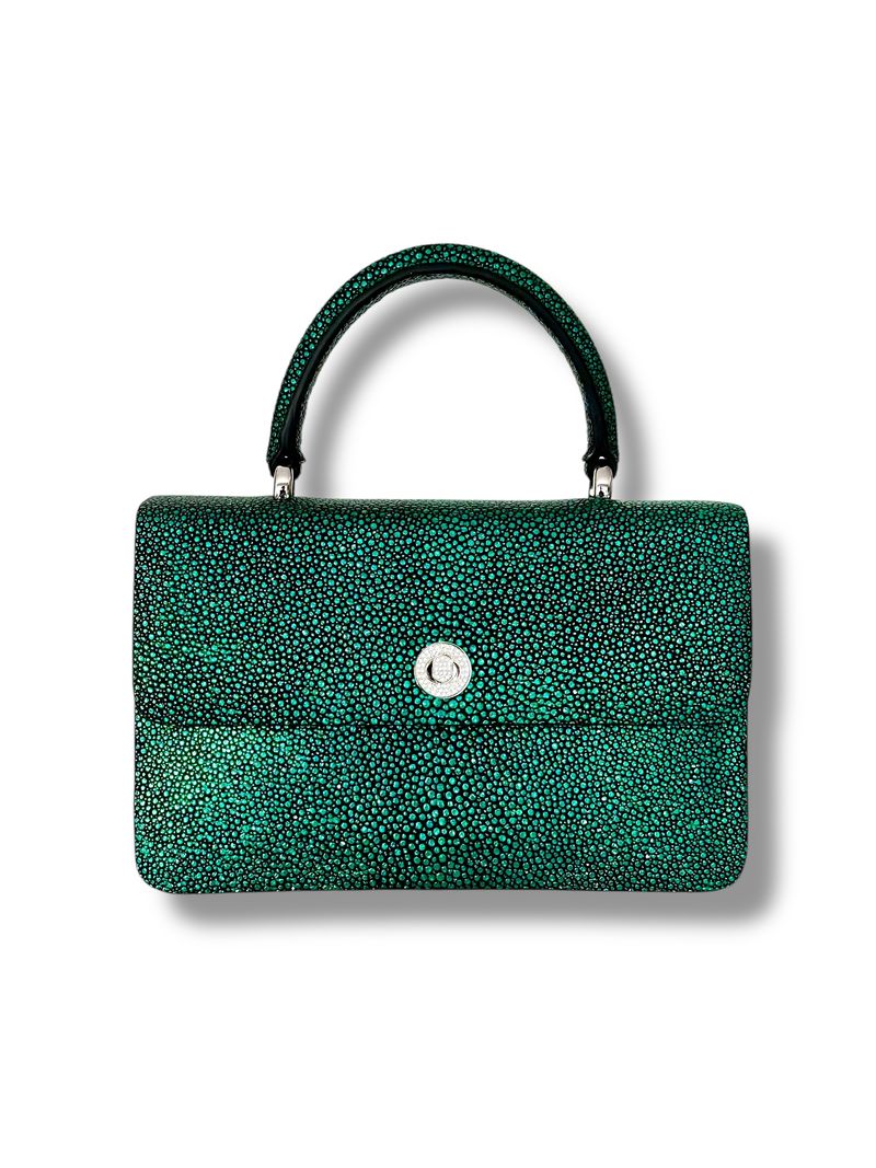 Emerald Green Jeweled Galuchat - Anka Top Handle image 0